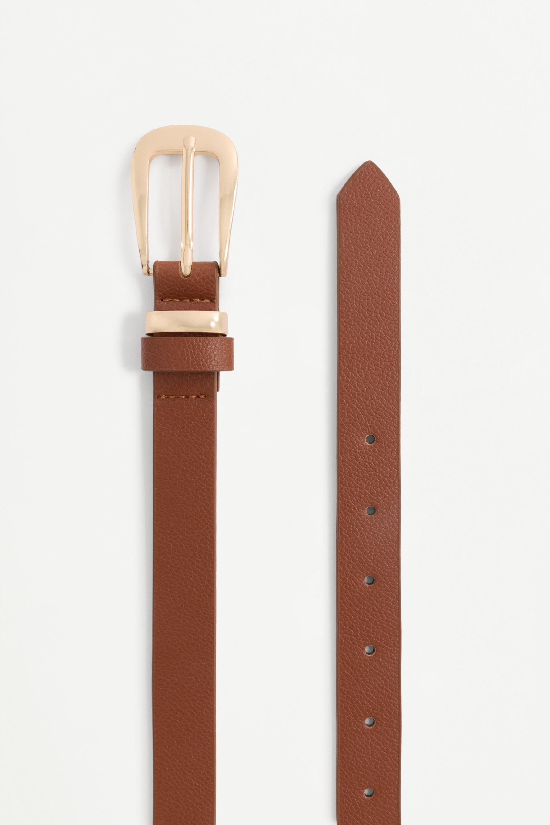 Thin leather effect belt — BROWN