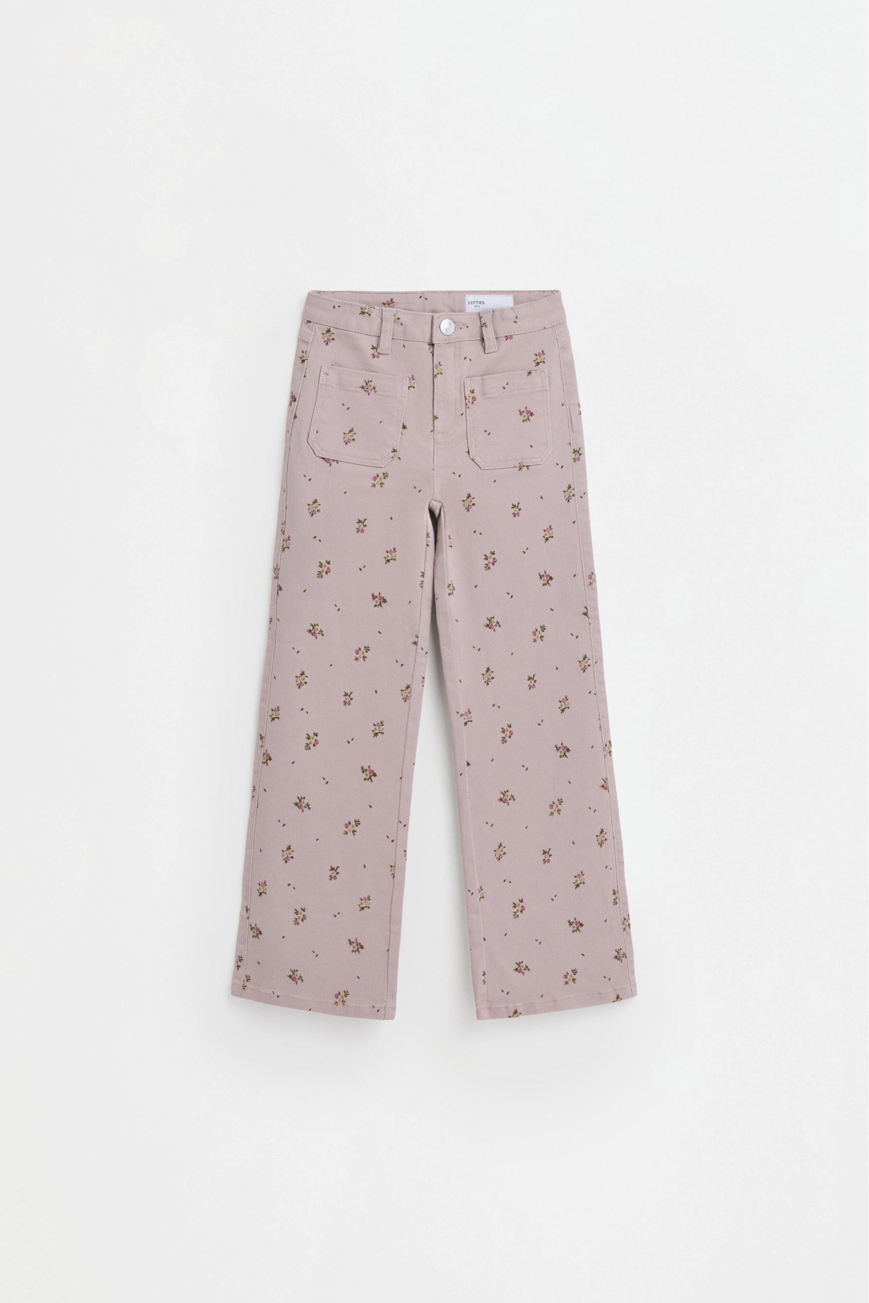Twill bell bottom trousers — BEIGE-PINK