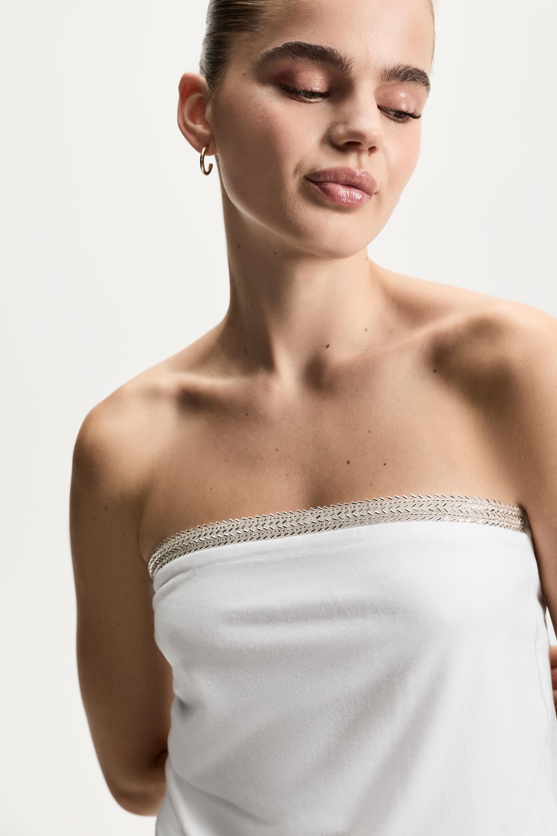 Rhinestone bandeau top — OFF WHITE