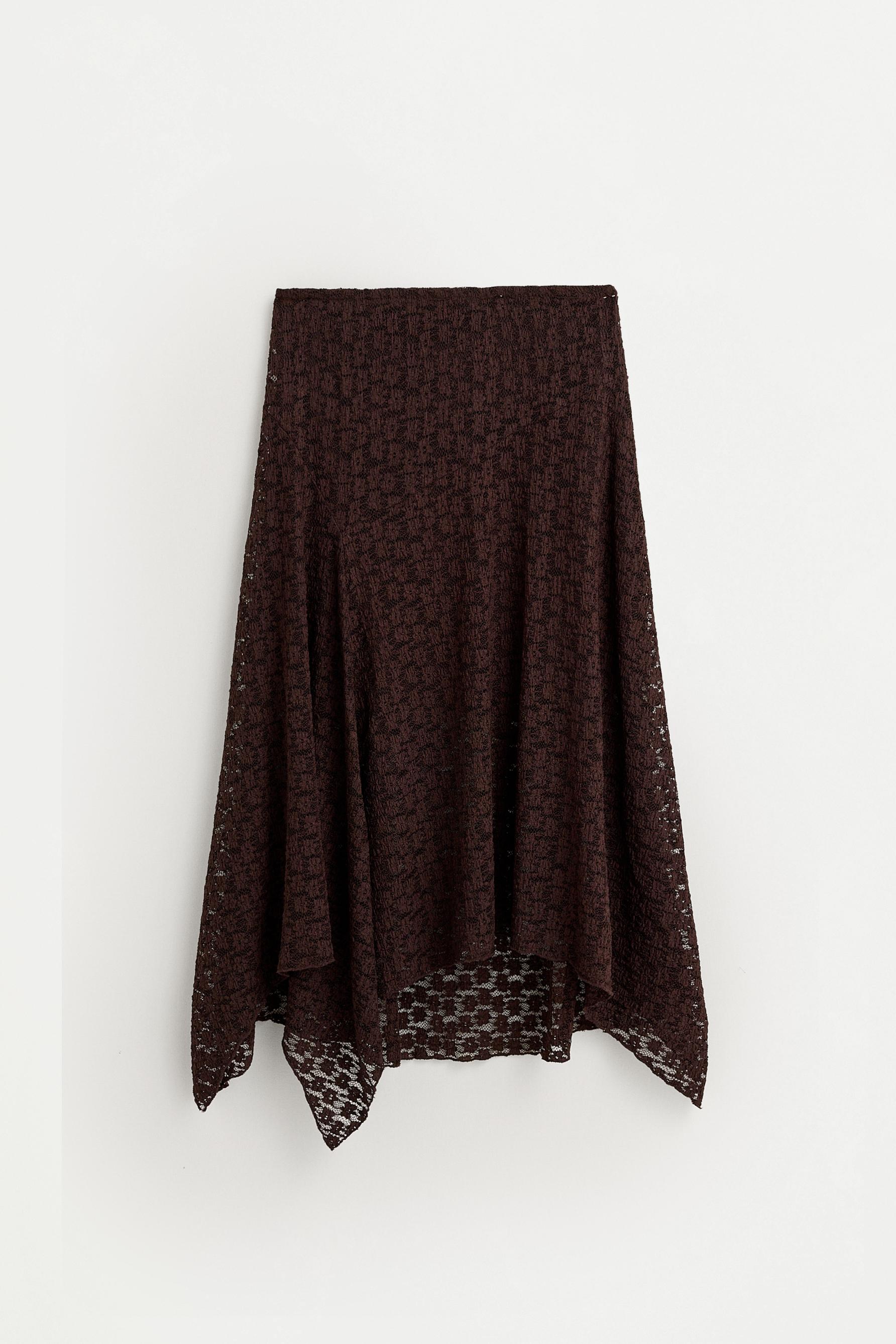 Lace midi skirt — CHOCOLATE