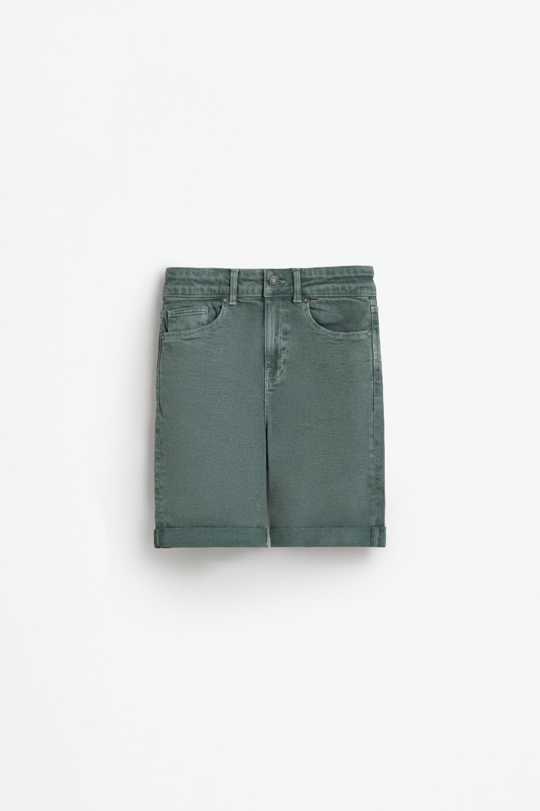 Slim comfort denim Bermuda shorts — TEAL GREEN