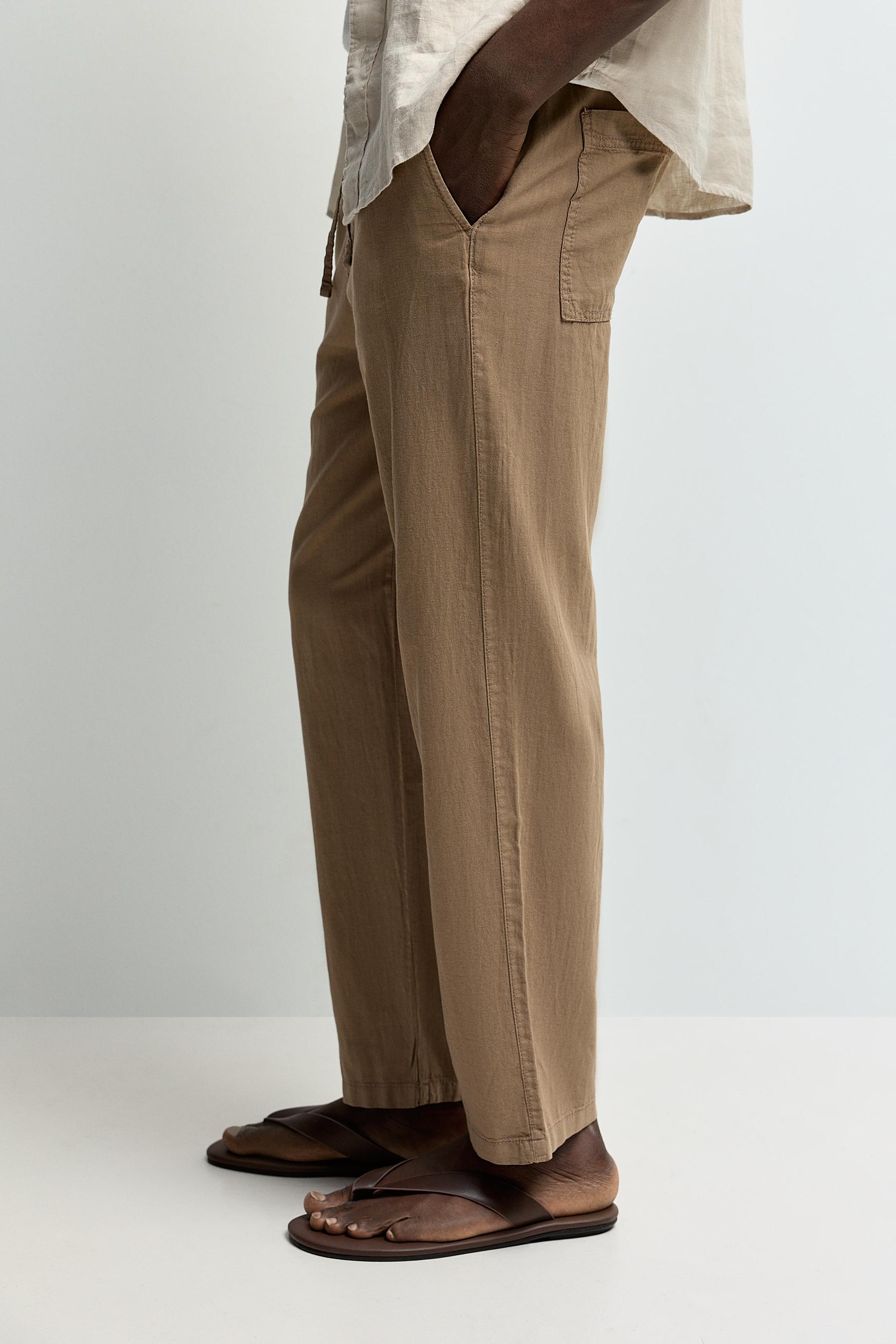 Linen-cotton jogger trousers — CAMEL