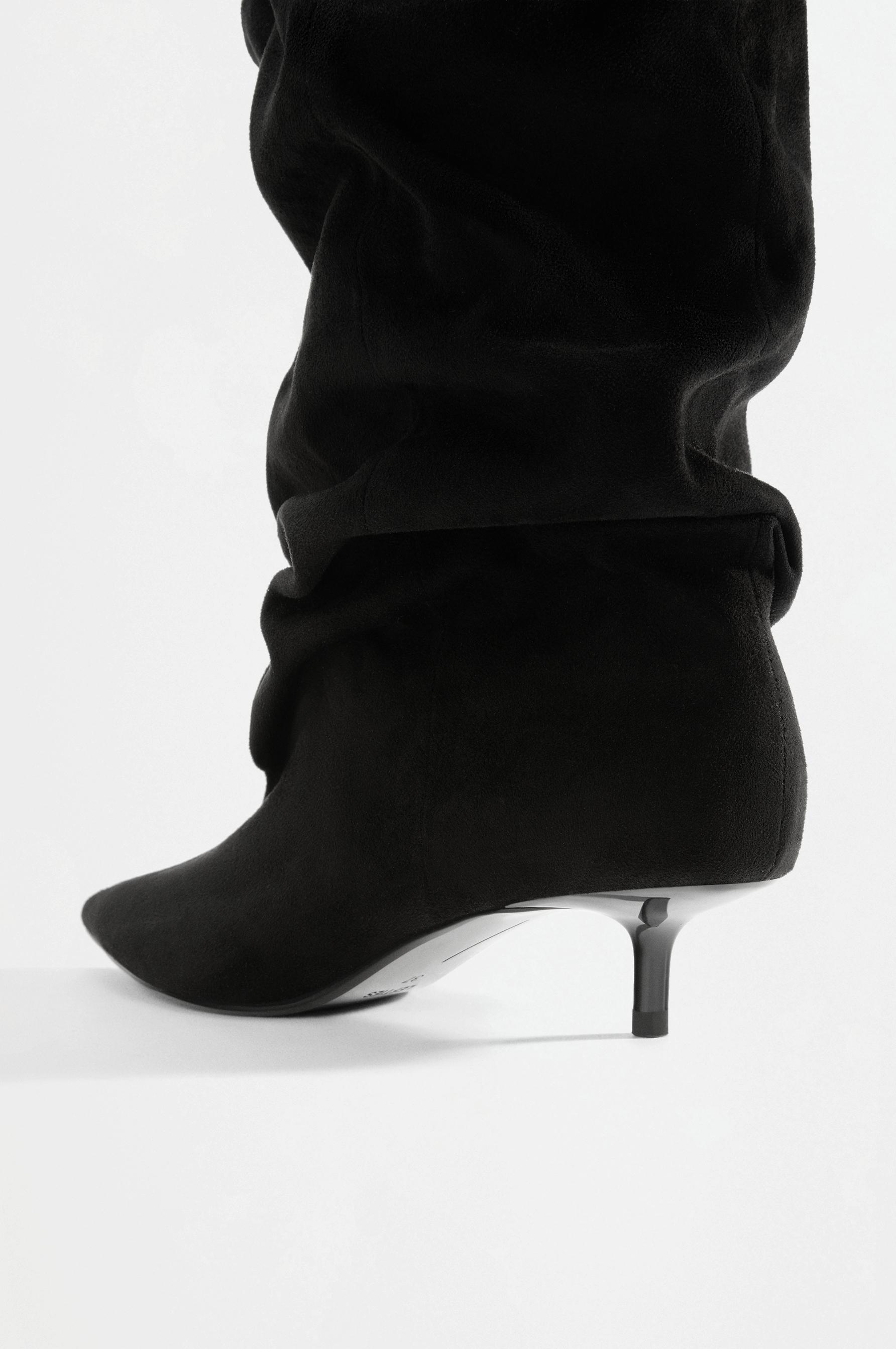 Slouchy kitten heel boots — BLACK