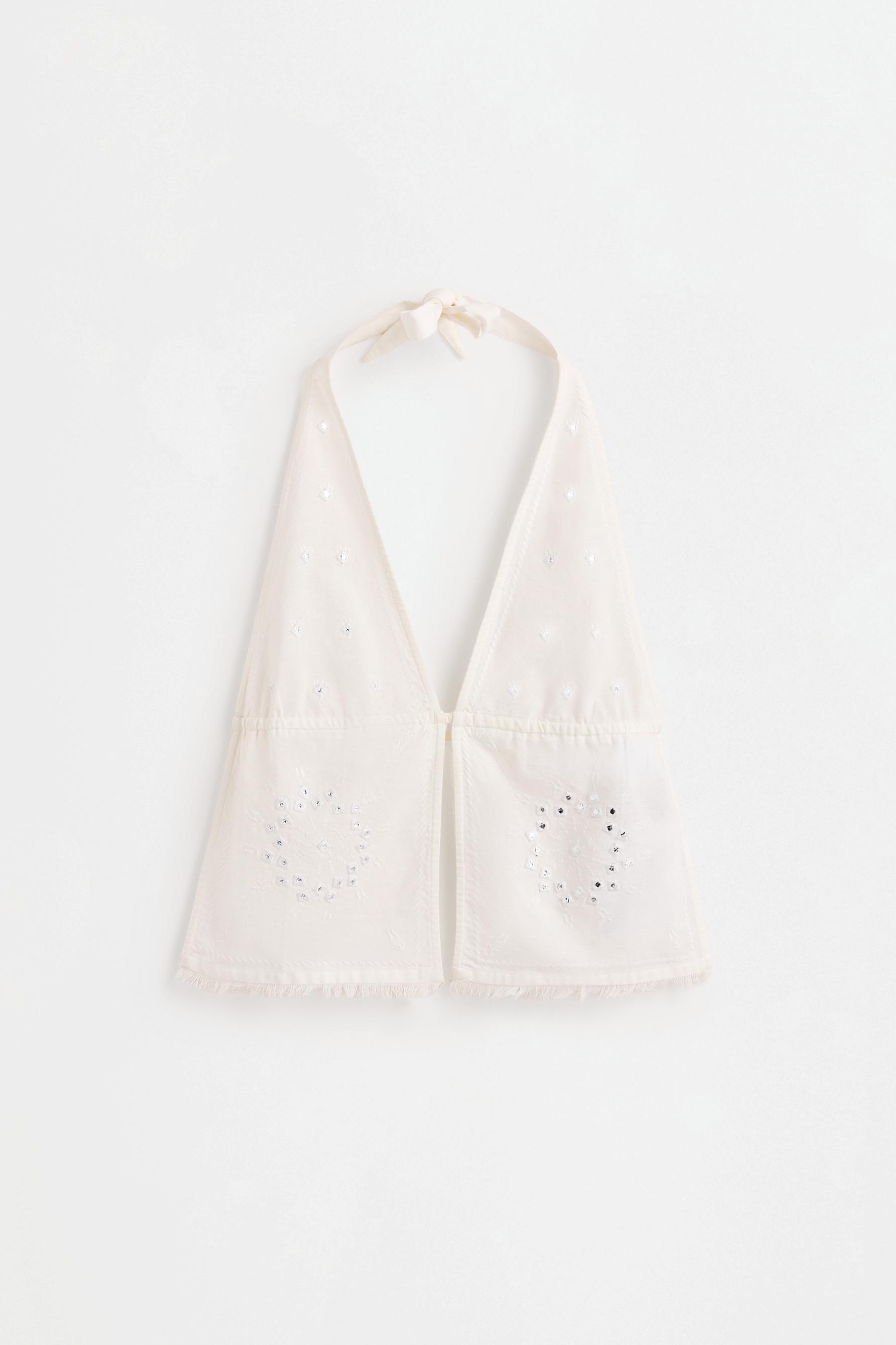 Mirror halter top — OFF WHITE