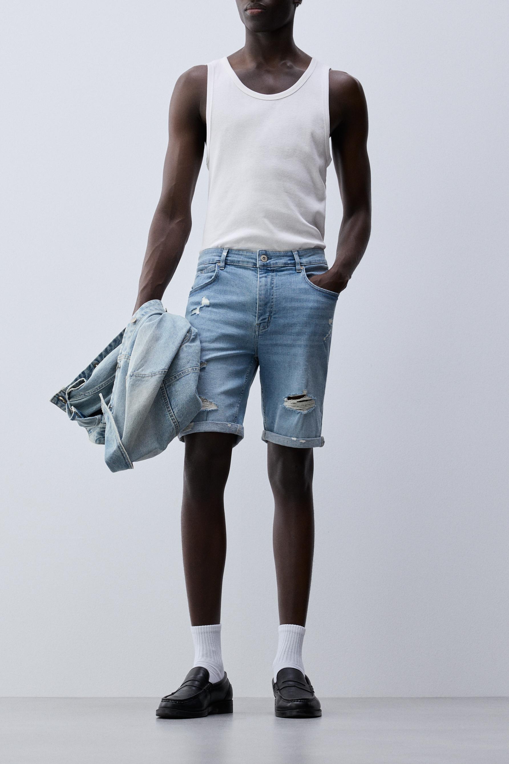 Bermuda denim skinny rotos