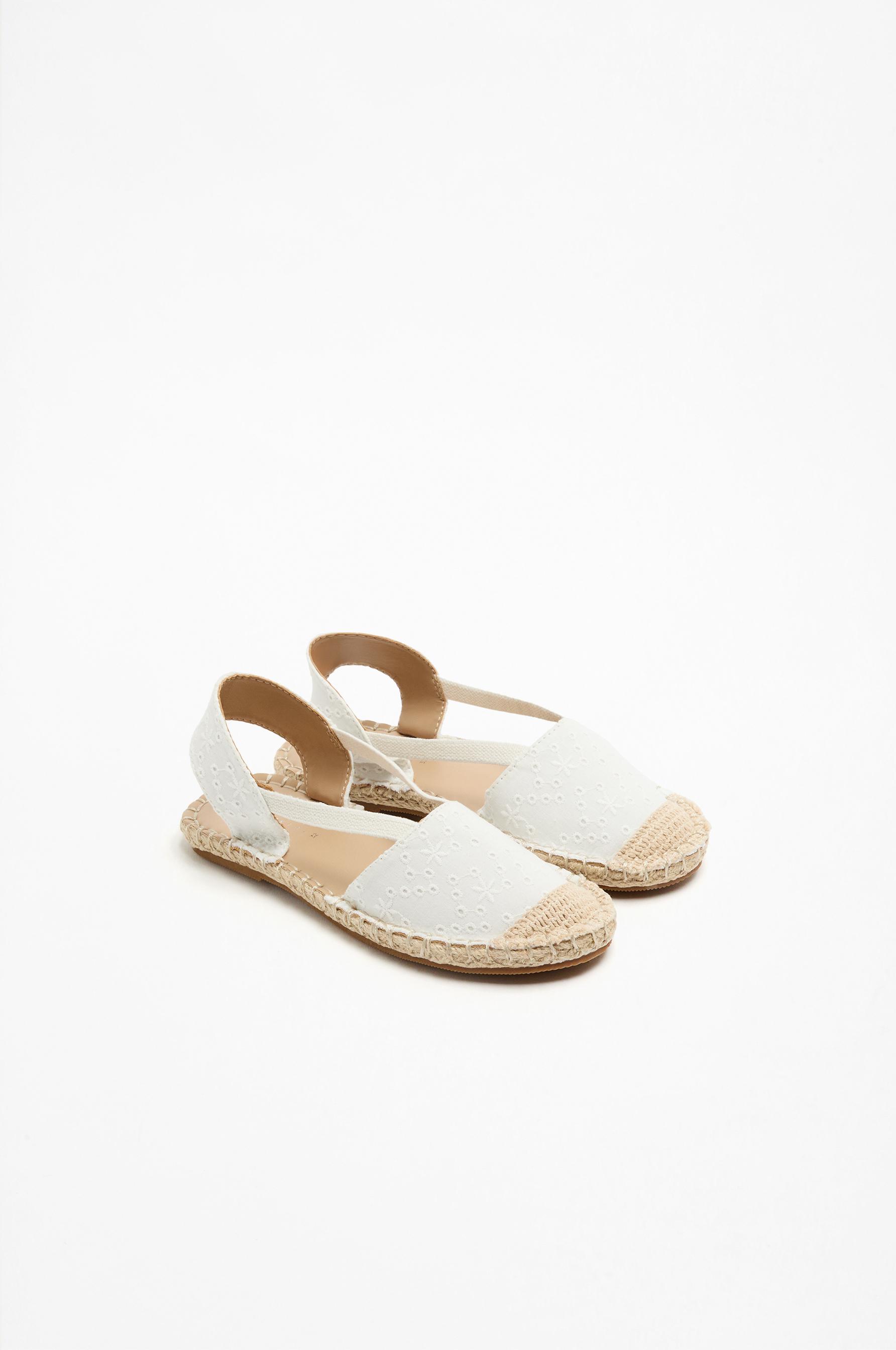 Lefties Beyaz Lefties Arkasi Elastik açık işlemeli espadril