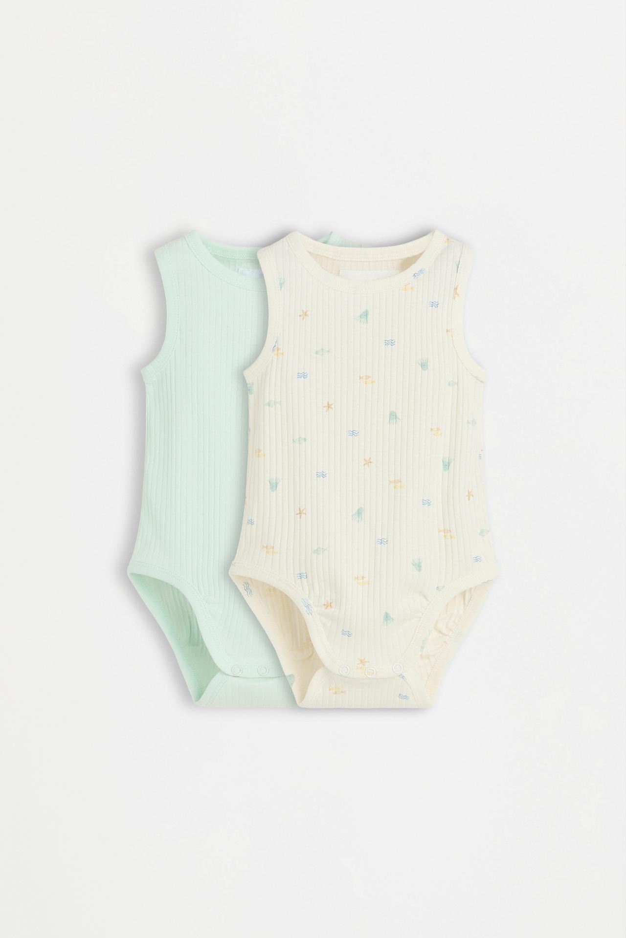 Pack of 2 combined sleeveless bodysuits — MINT GREEN