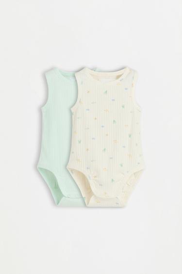 Pack of 2 combined sleeveless bodysuits — MINT GREEN 1