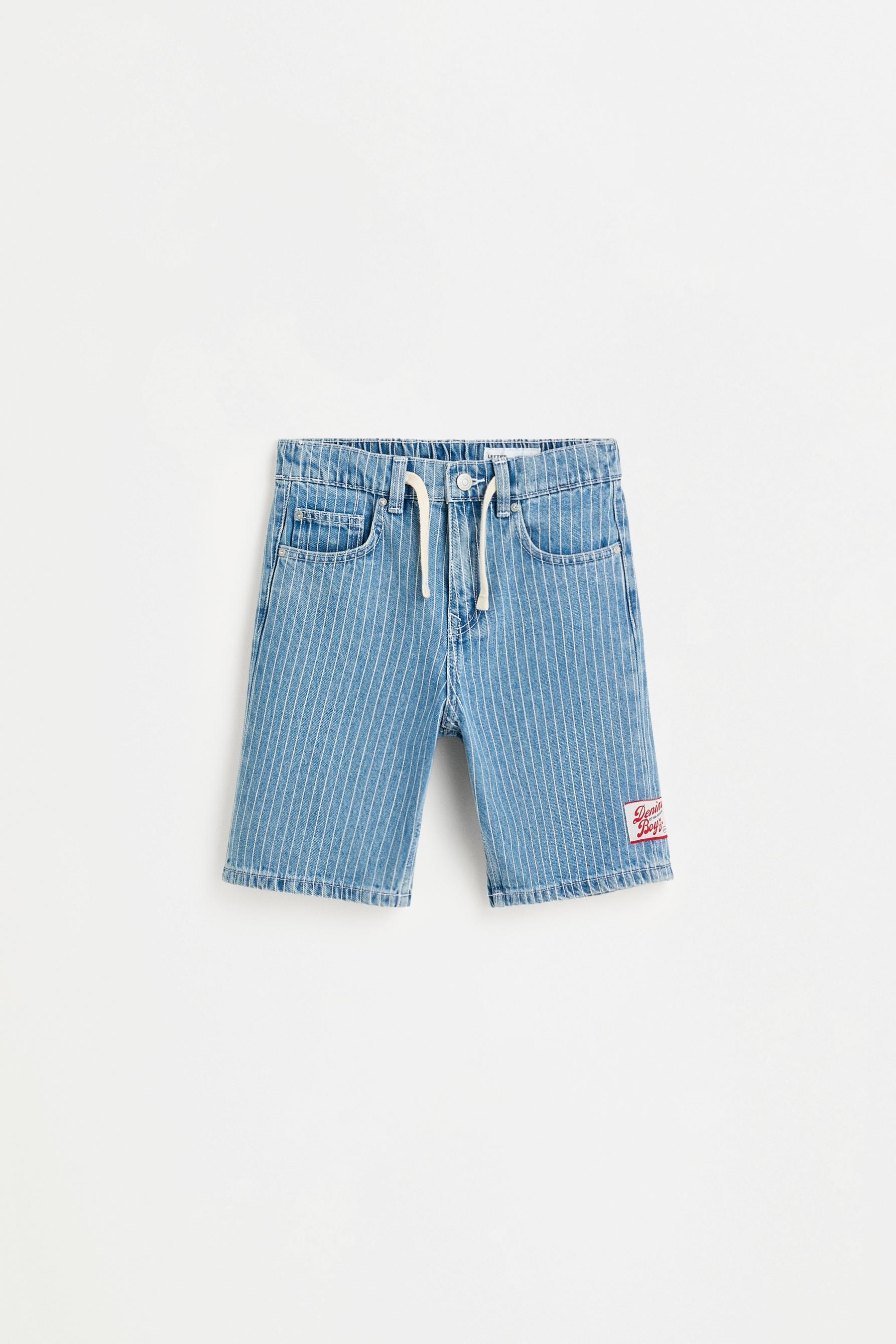 Striped denim Bermuda shorts — PALE INDIGO