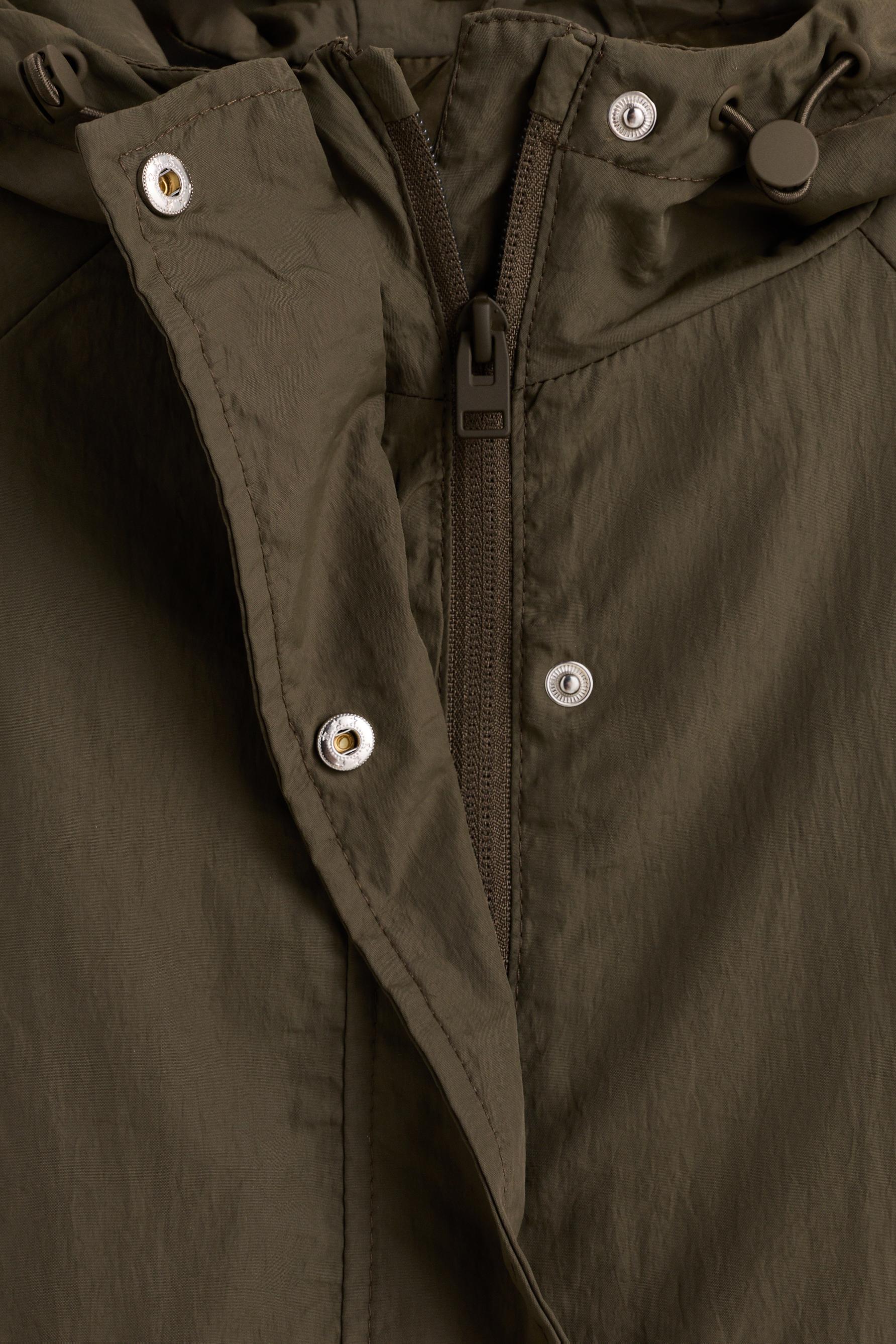 Cropped hooded windbreaker — KHAKI