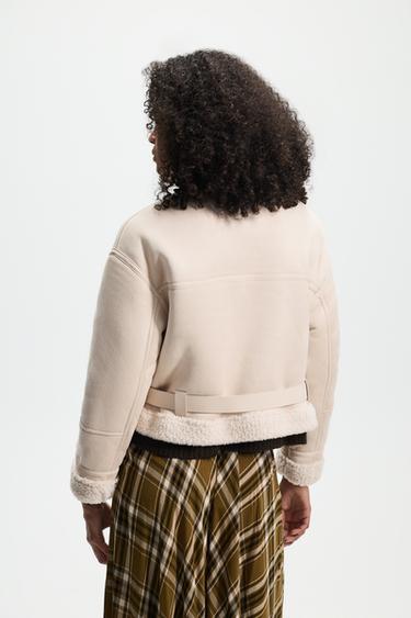 Short double-faced jacket — PALE ECRU 4