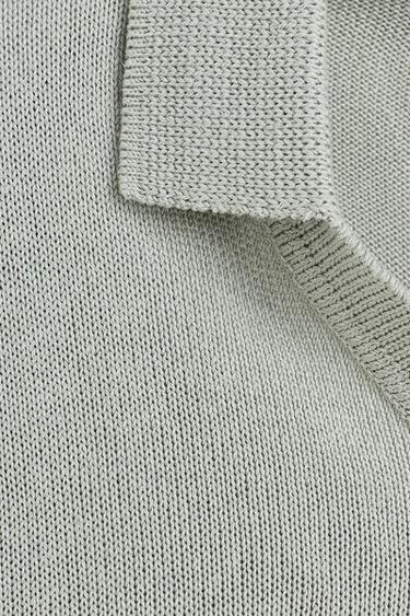 Linen blend knit polo shirt — WATER GREEN 7