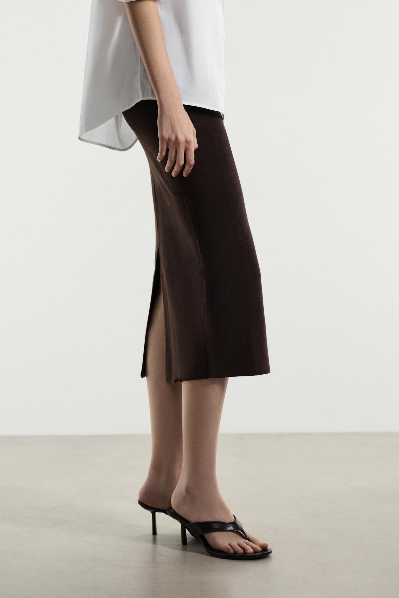 Pencil skirt — DARK BROWN