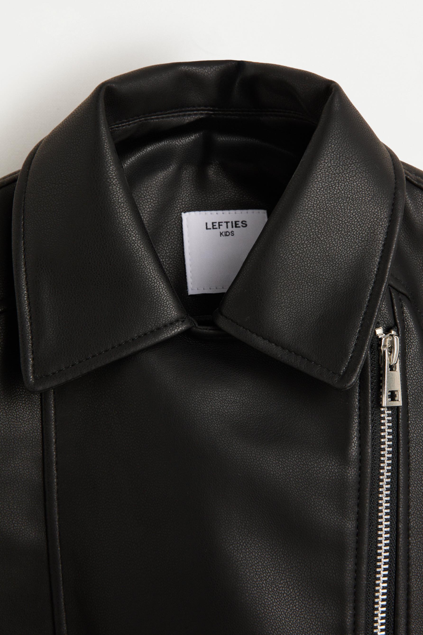 Leather effect biker jacket — BLACK