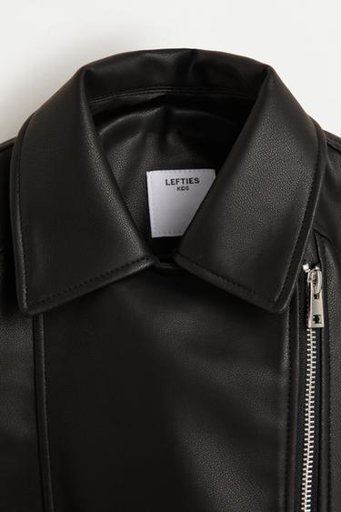 Leather effect biker jacket — BLACK 4