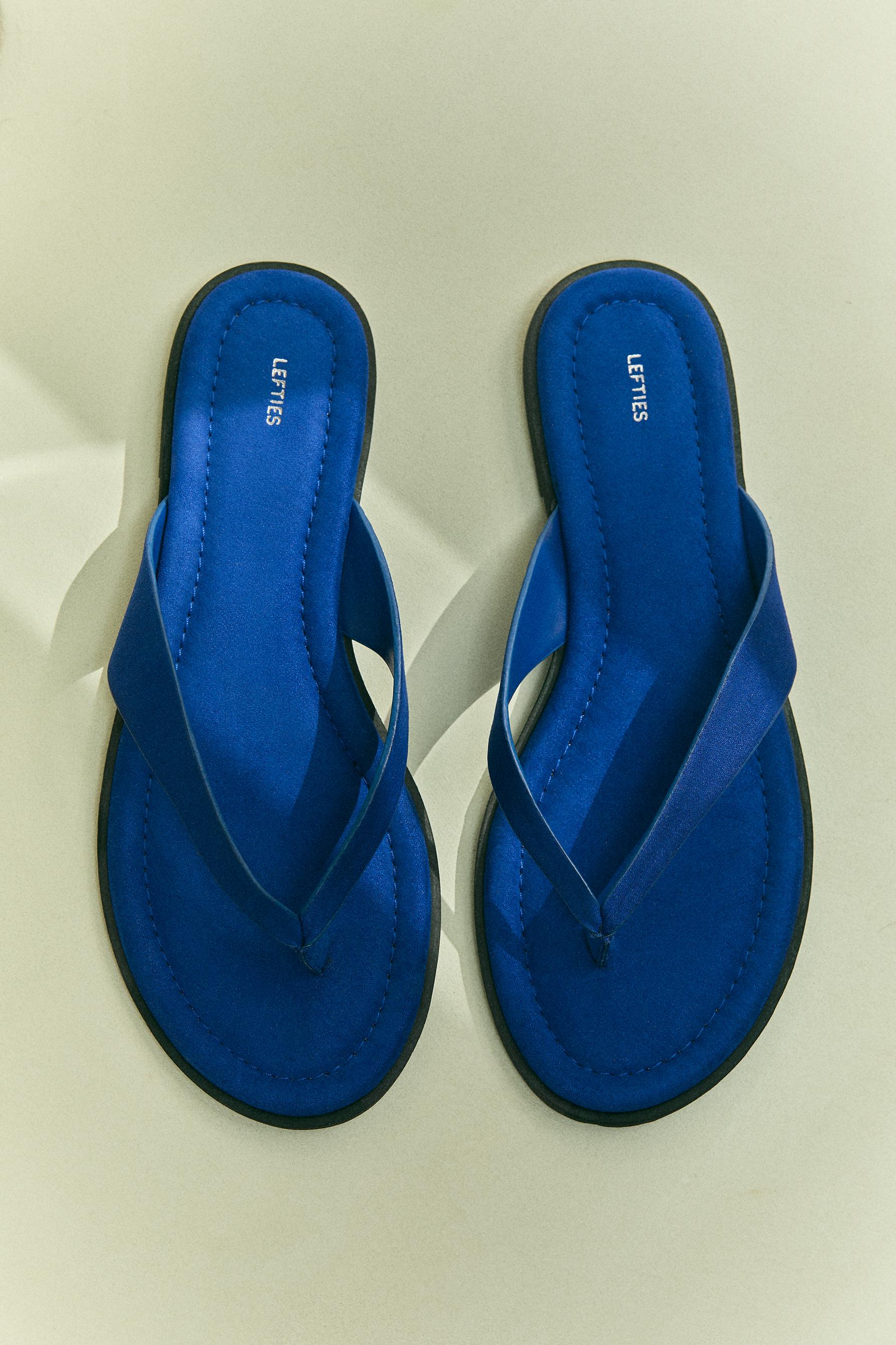 Flat slider thong sandals — DEEP BLUE