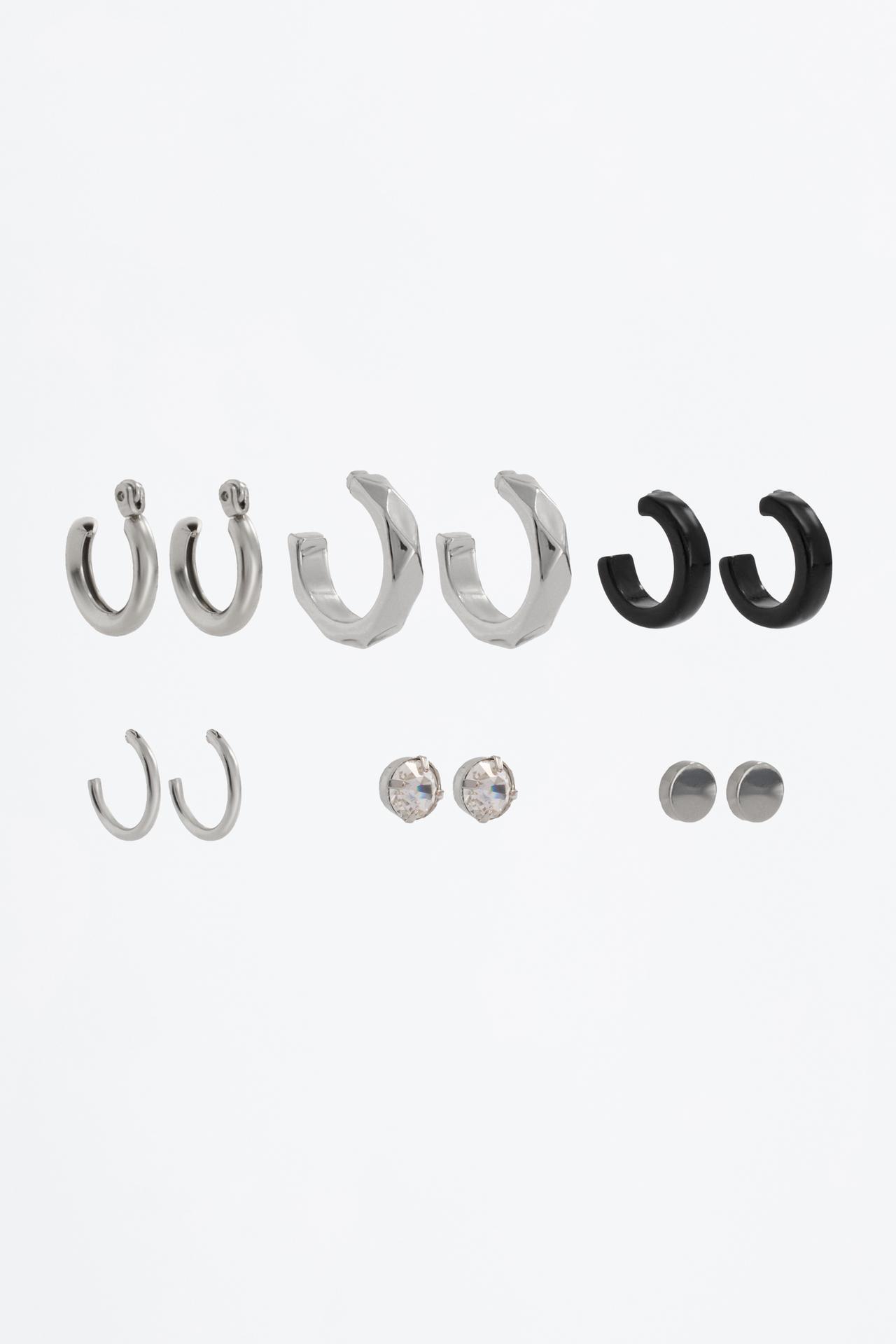 6-pack of assorted earrings — SILVER