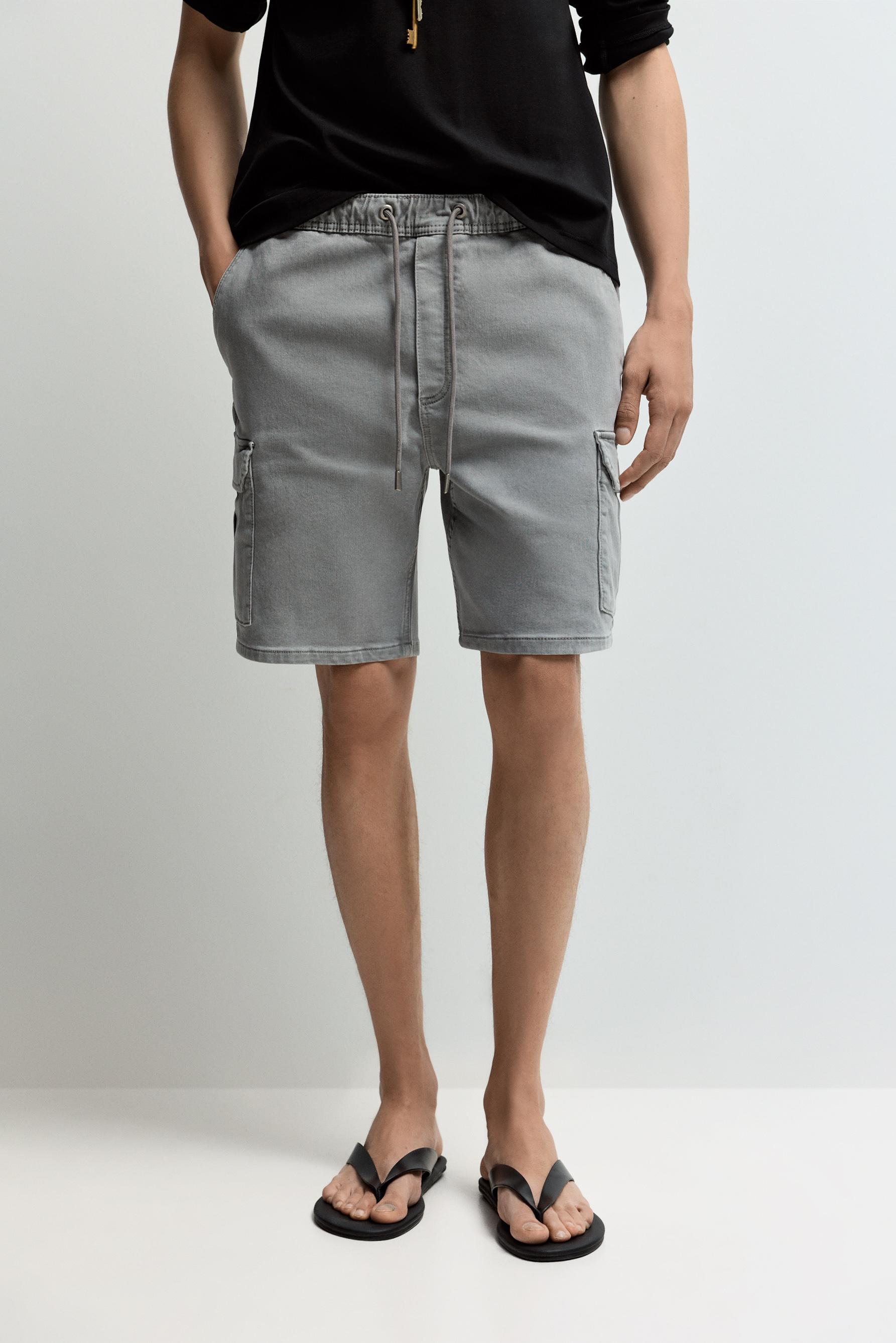 Denim cargo jogger Bermuda shorts — MEDIUM GREY