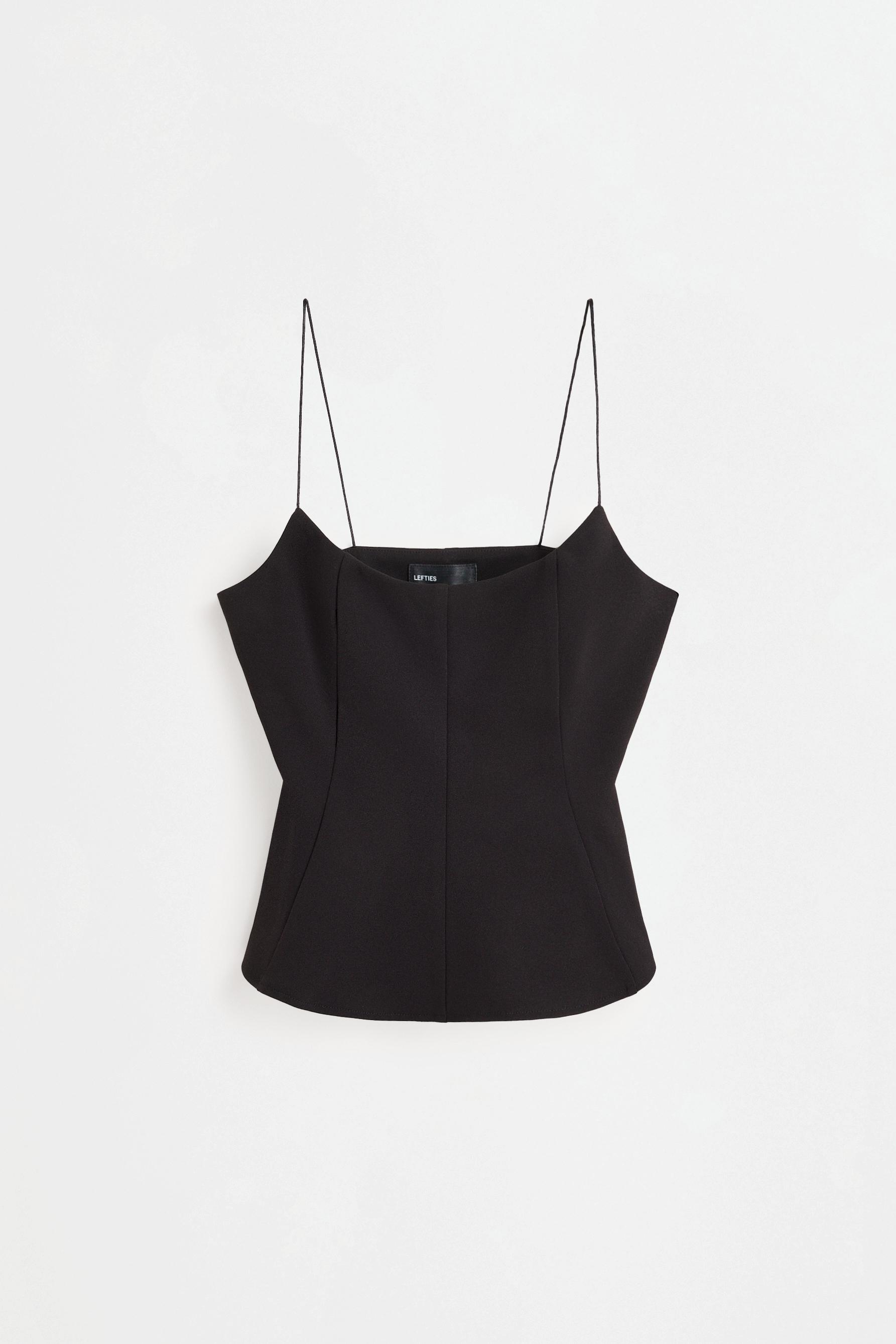 Thin strap bustier top — BLACK