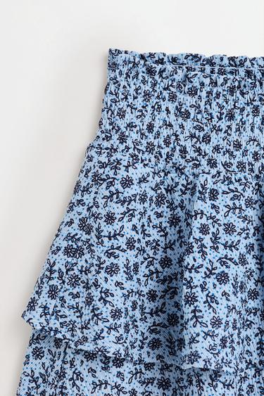 Ruffled crepe skirt — BLUE 4
