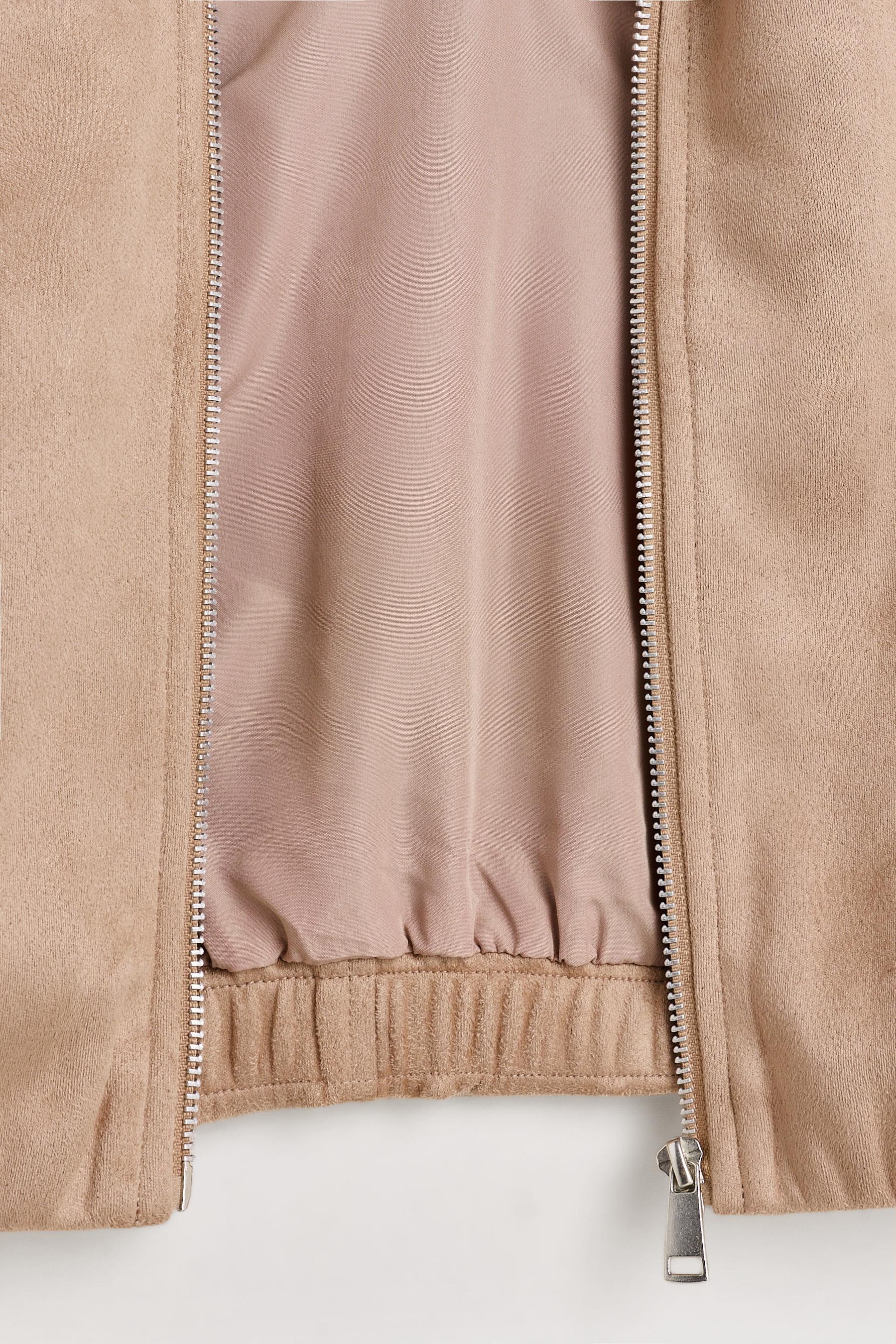 Faux suede bomber jacket — BEIGE