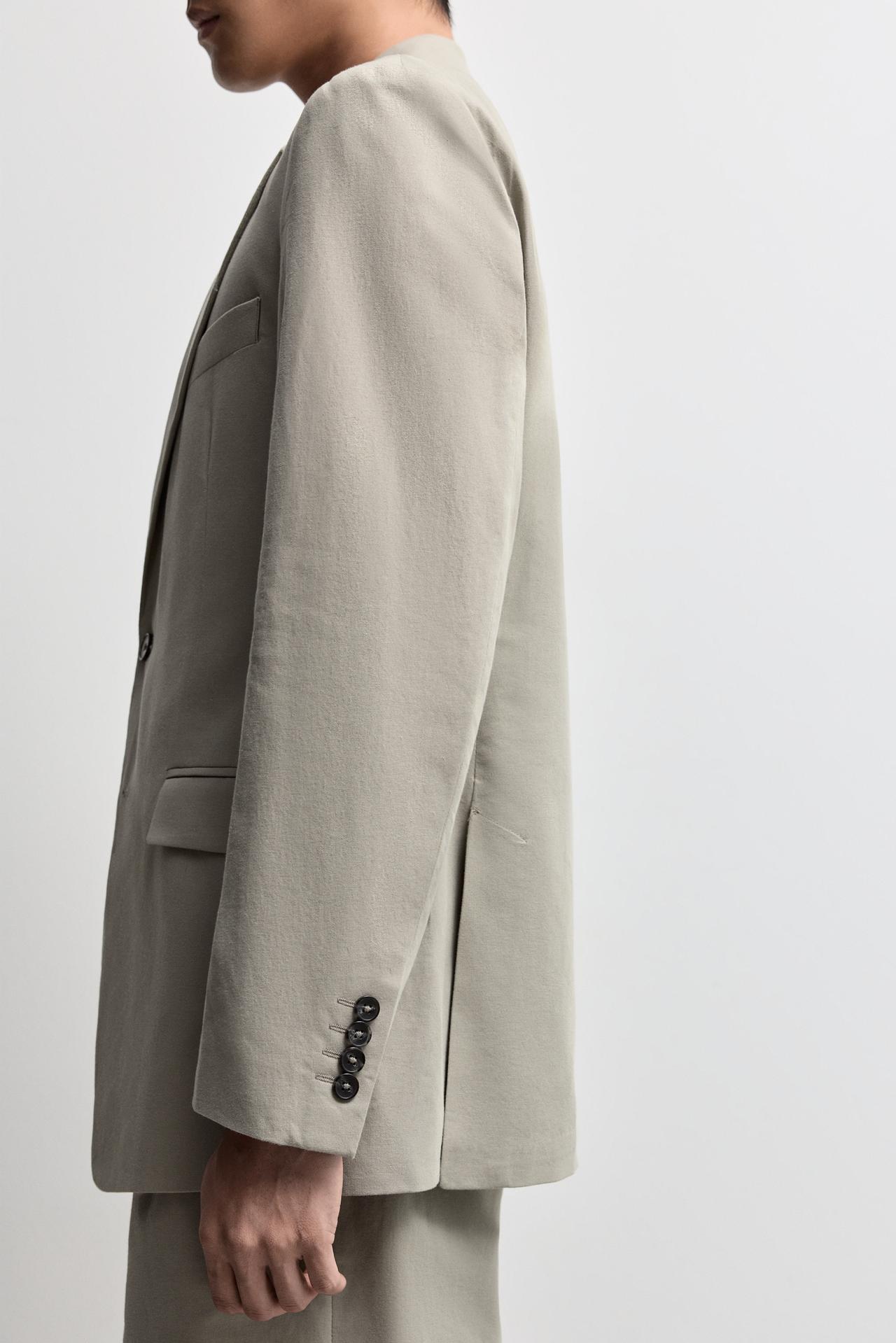 Cotton and linen blend blazer — GREEN