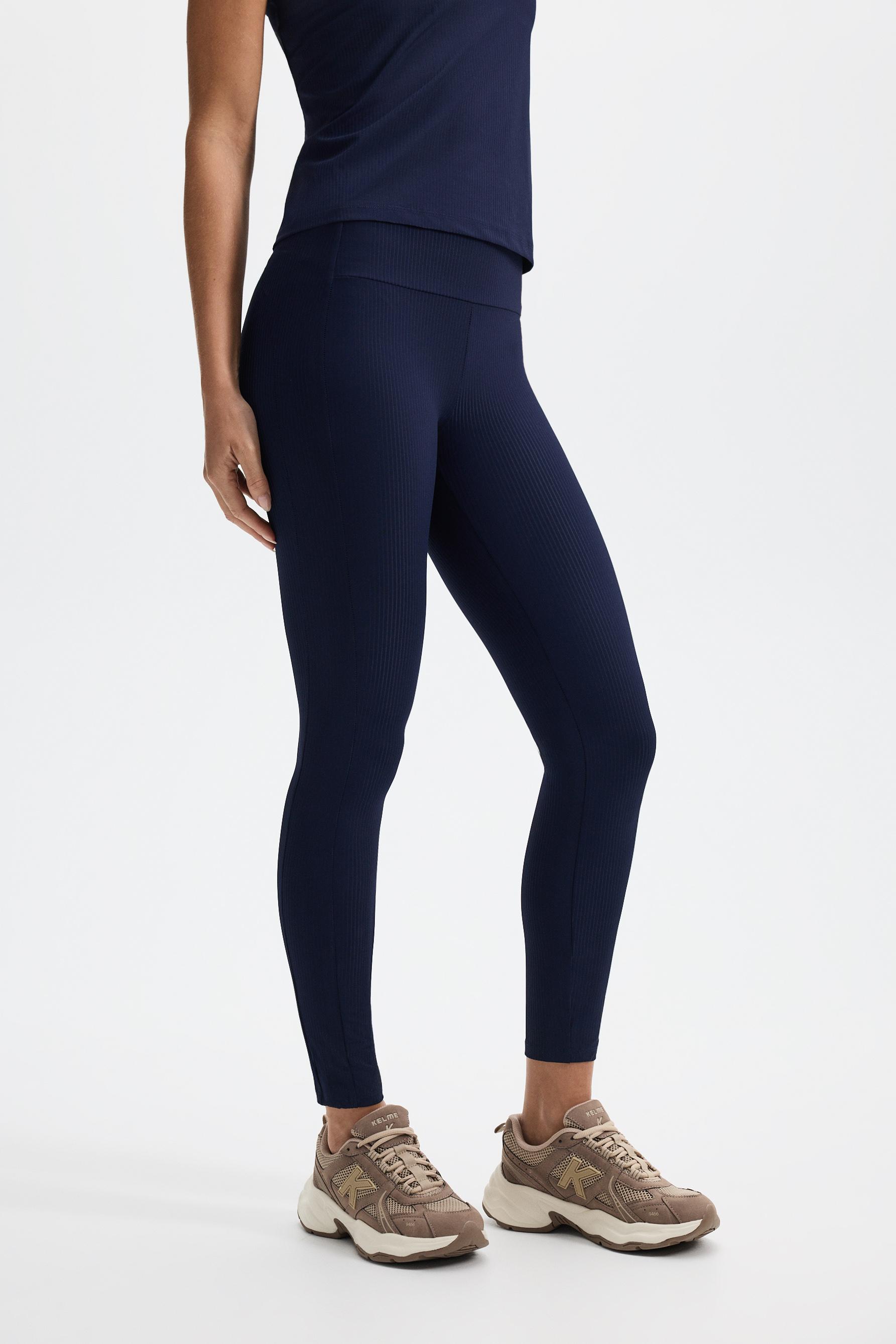Ribbed sports leggings — DARK BLUE