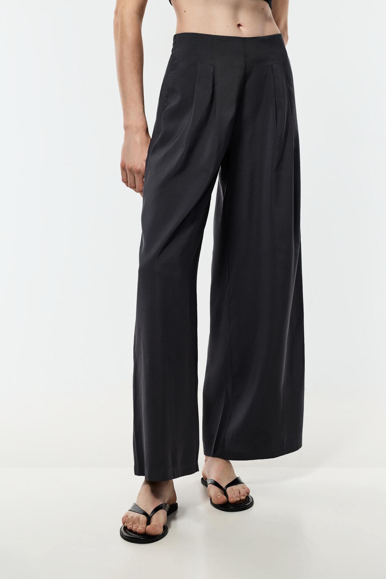 Pleated wide-leg trousers — ANTHRACITE GREY