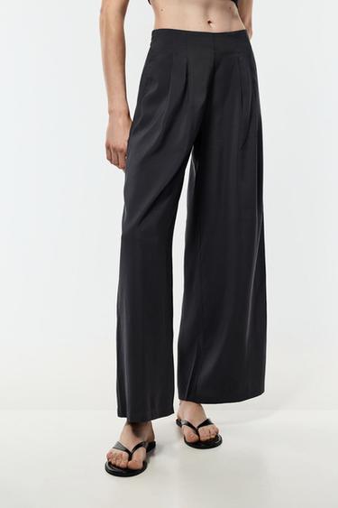 Pleated wide-leg trousers — ANTHRACITE GREY 2