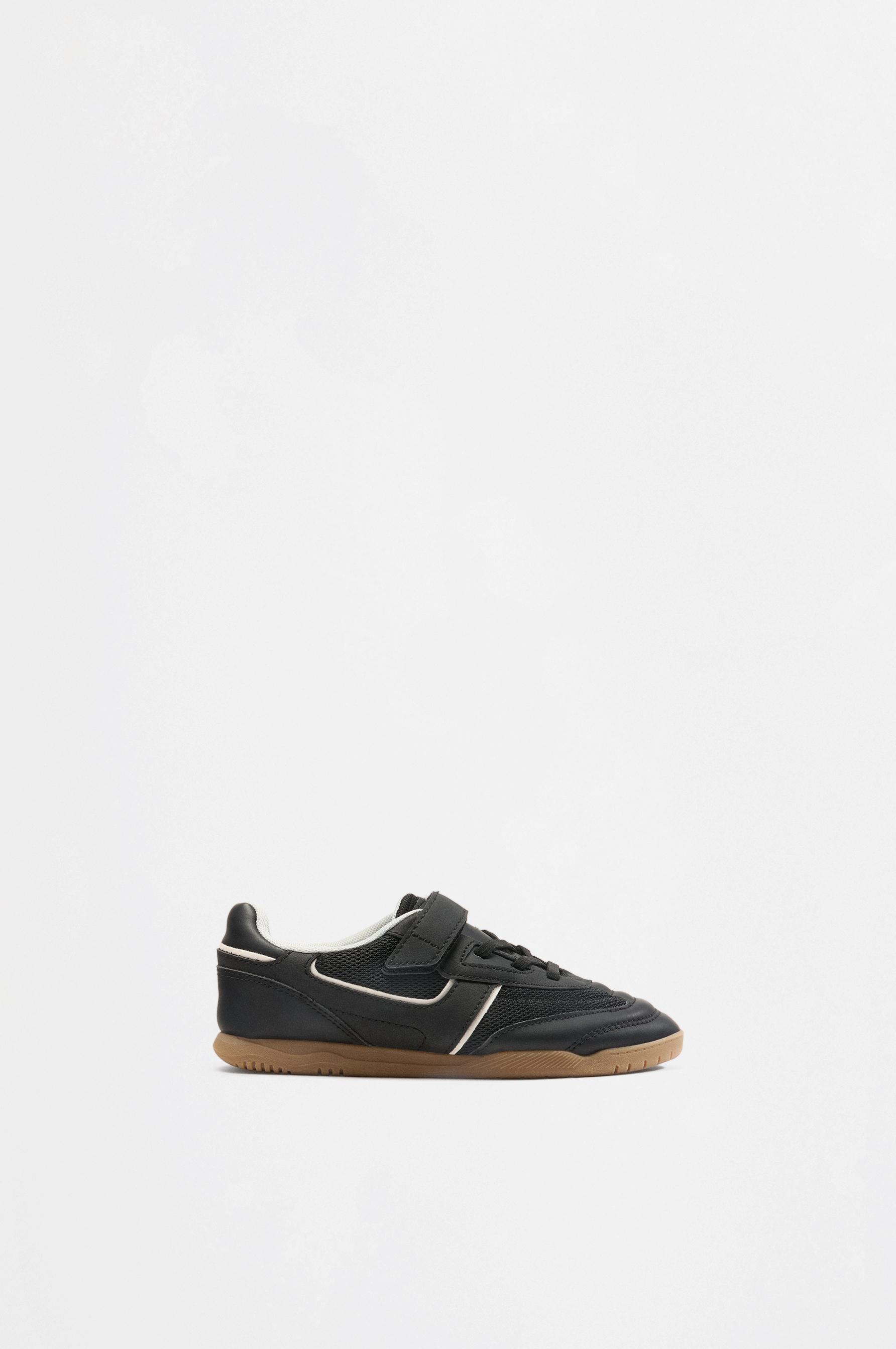 Mixed-finish sneakers — BLACK