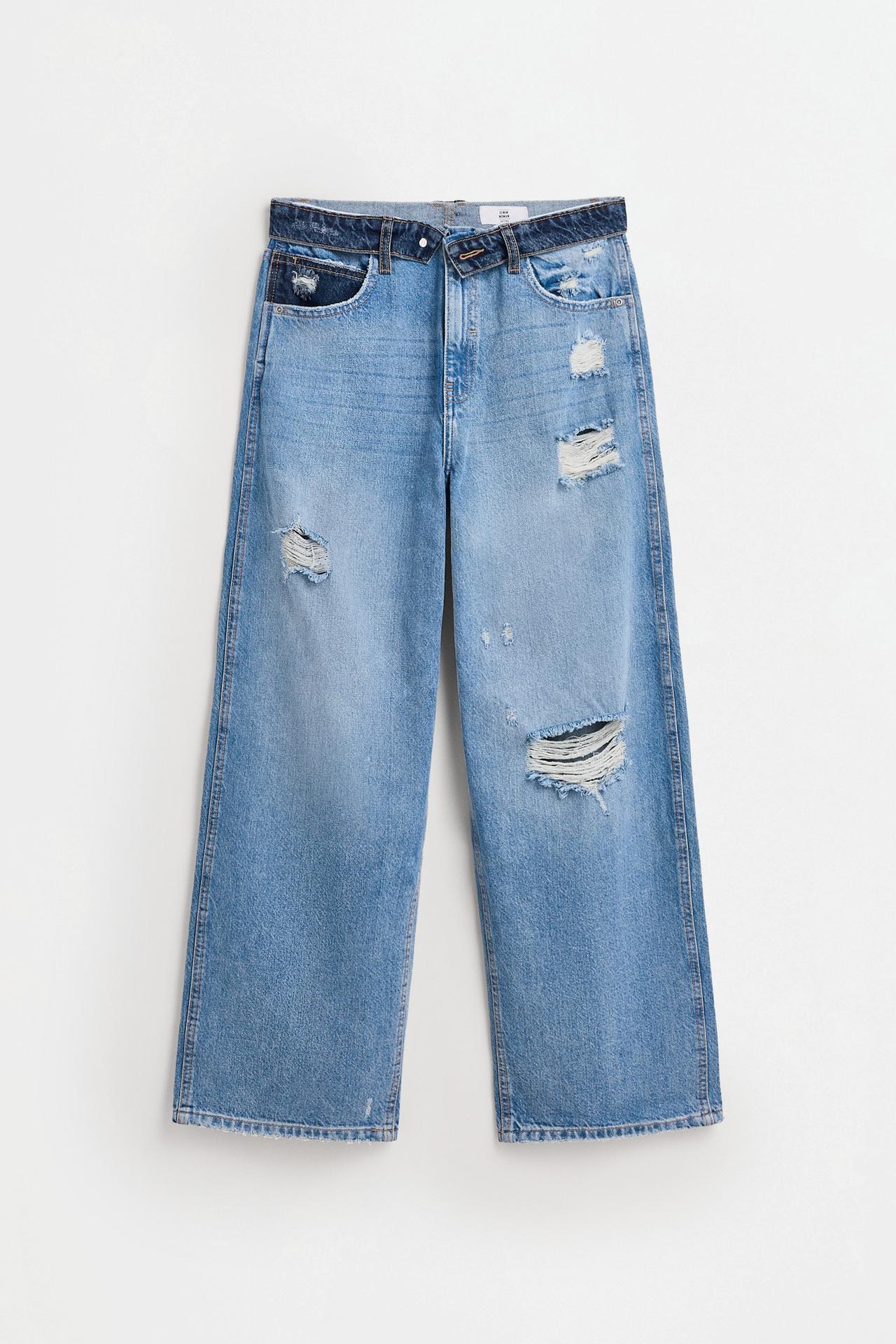 Double waistband baggy jeans — FADED NAVY