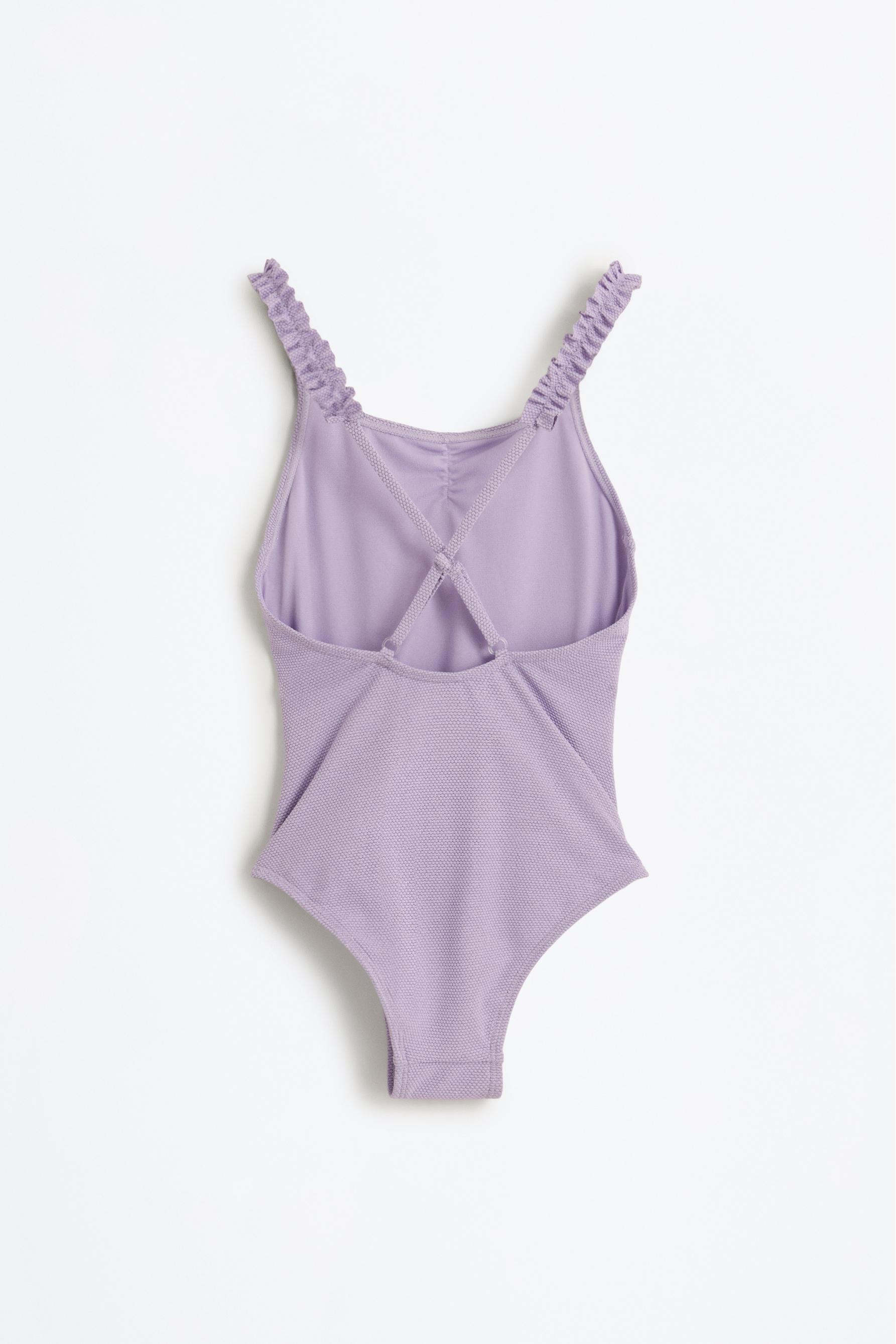 Shiny textured swimsuit — MAUVE