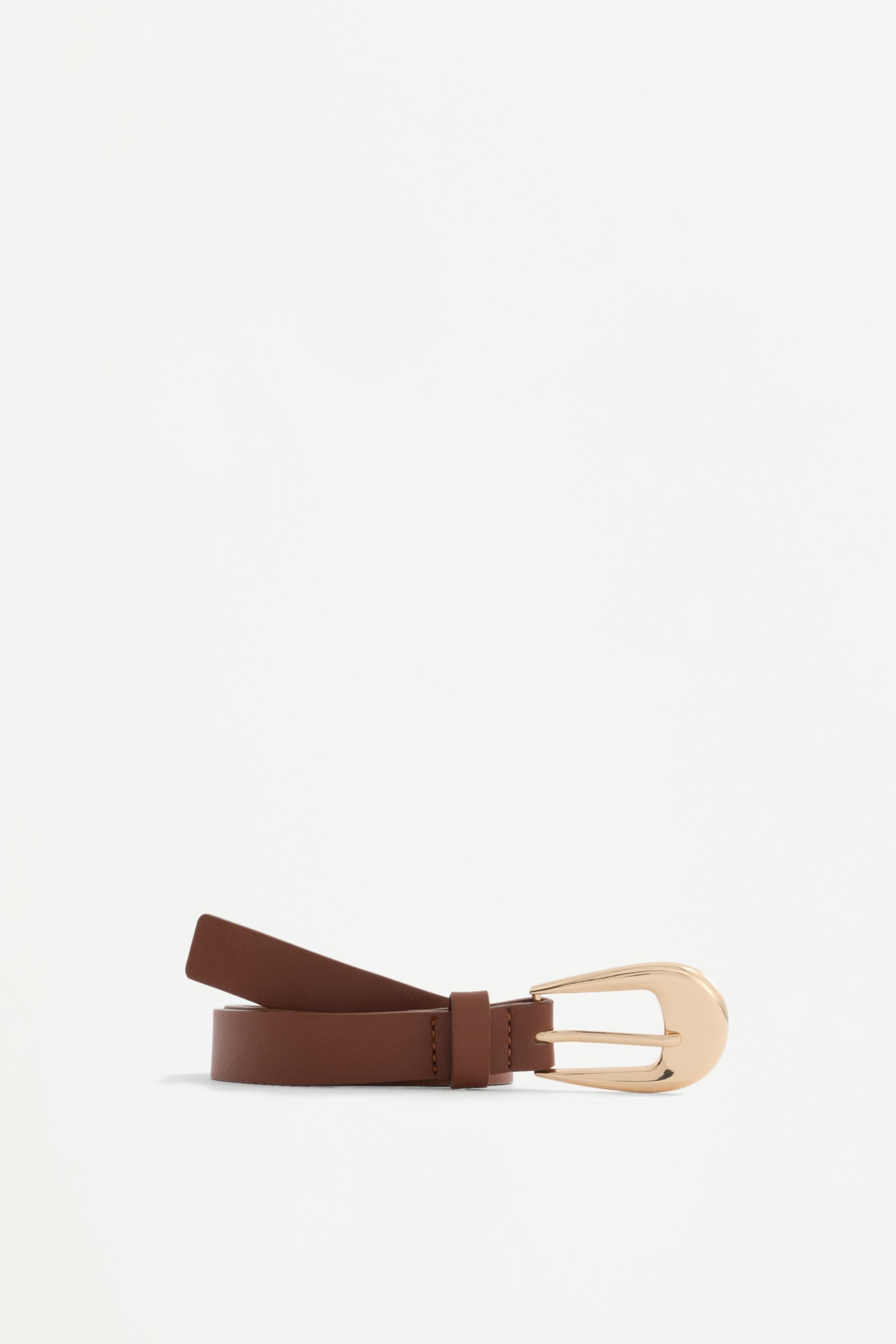 Thin oval buckle belt — BROWN