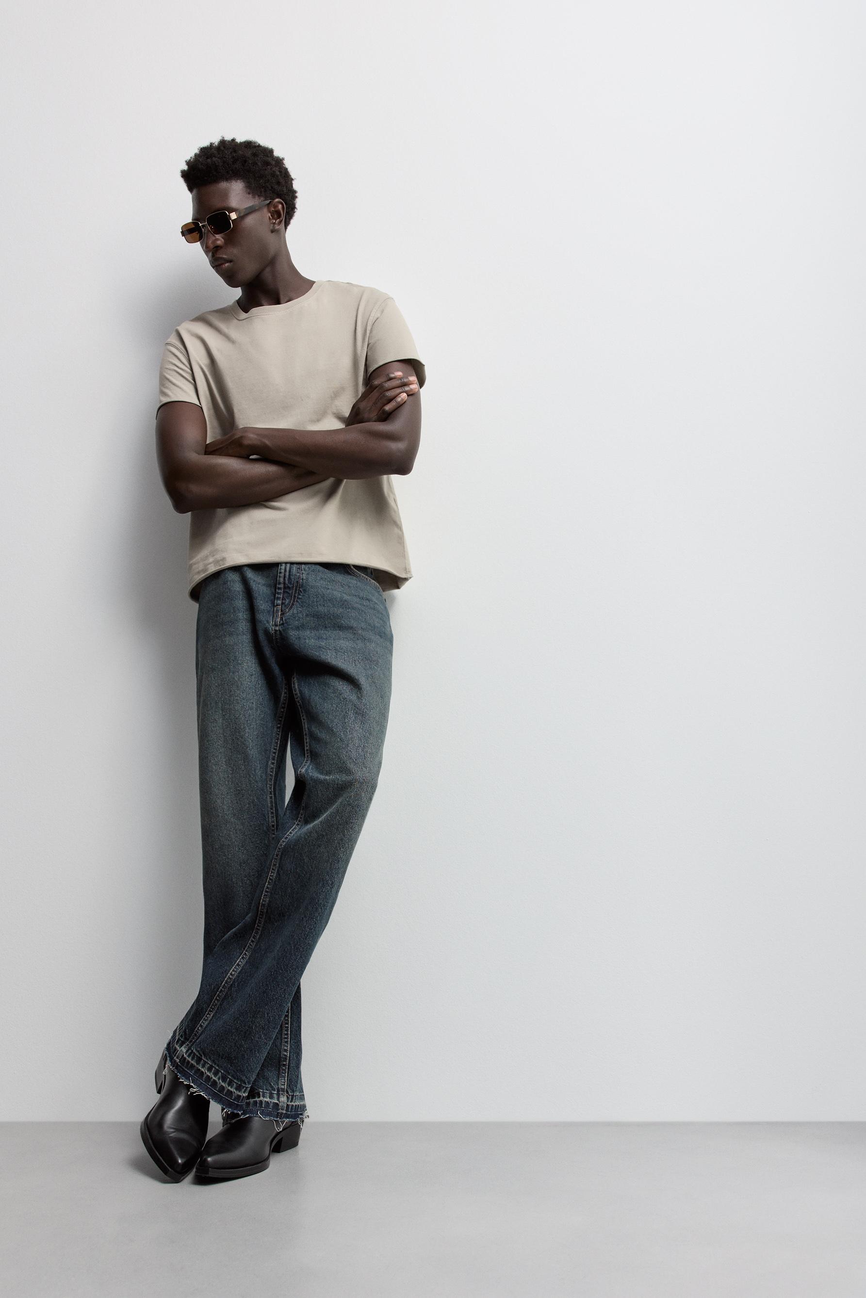 Frayed hem T-shirt — CAMEL