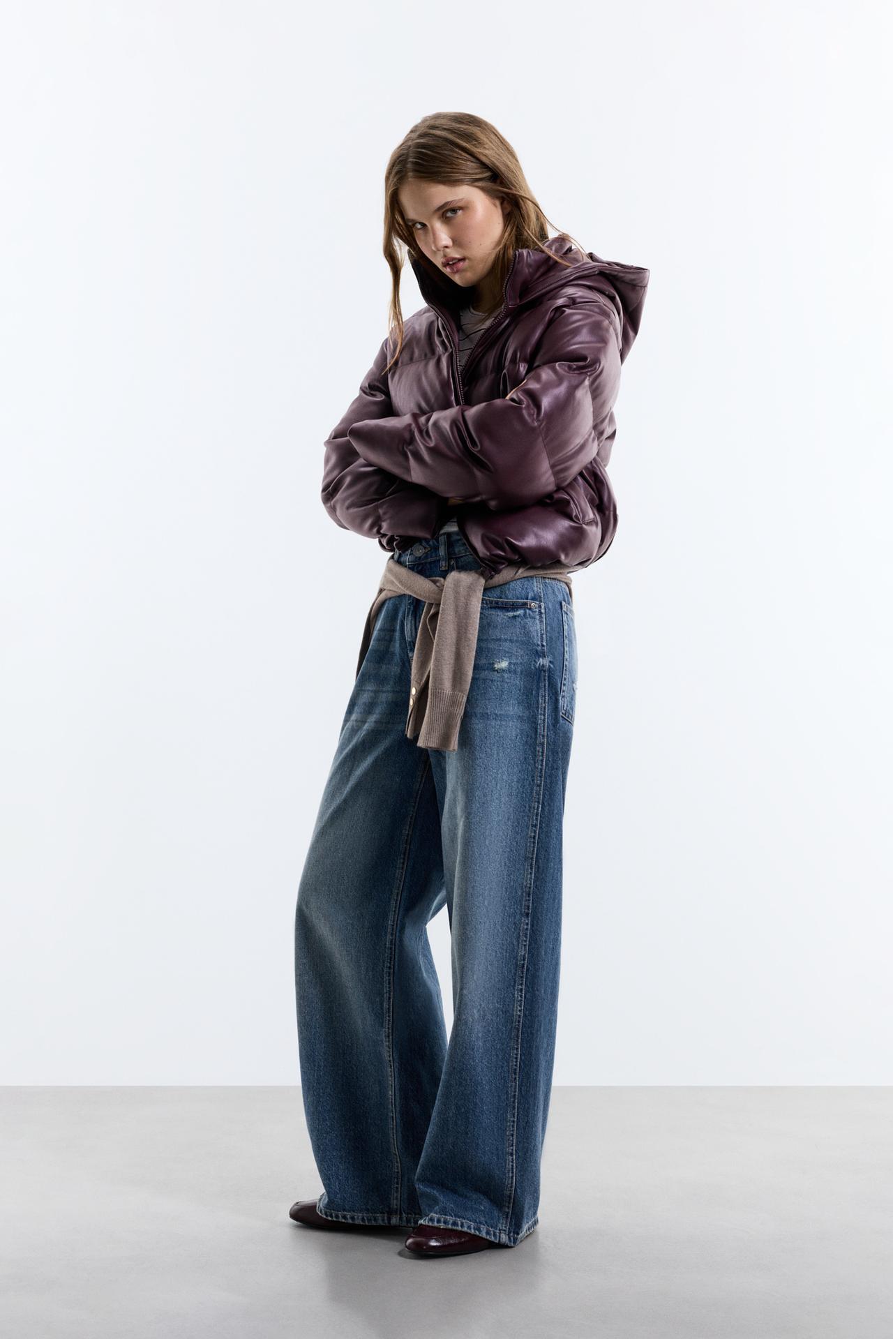 Padded leather effect jacket — MAROON