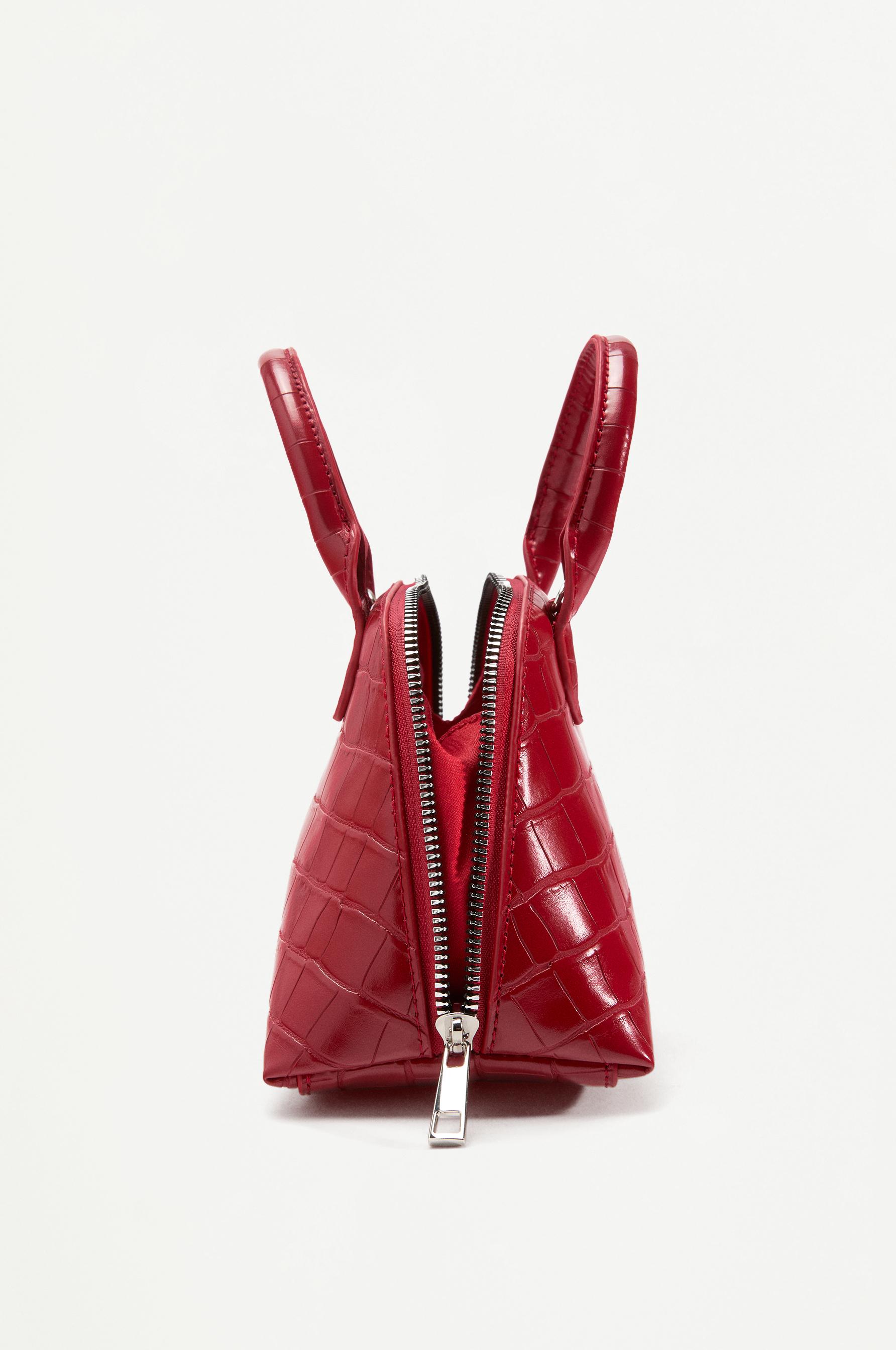 Crocodile-effect crossbody bag — RED