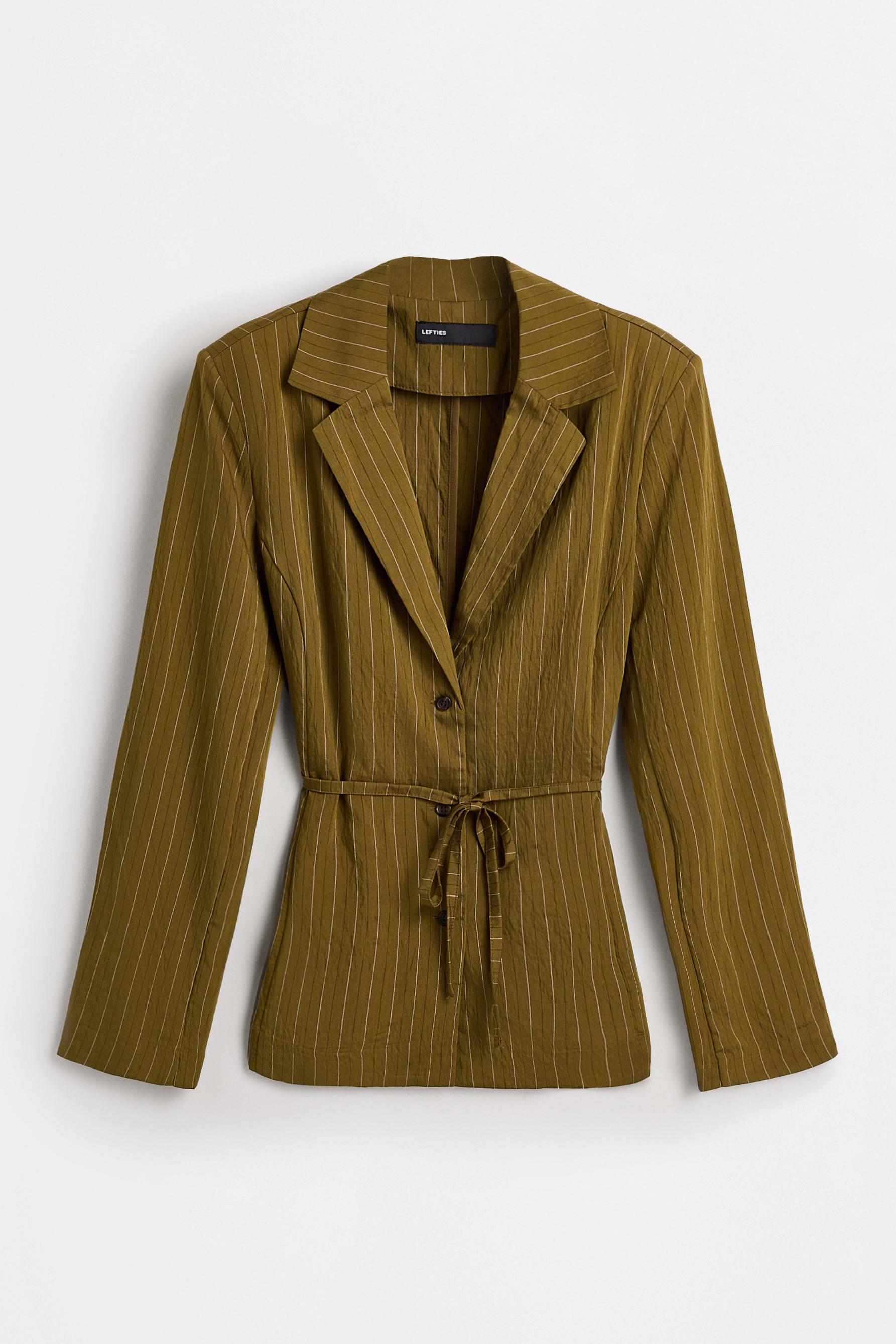 Striped blazer with tie — GREENISH