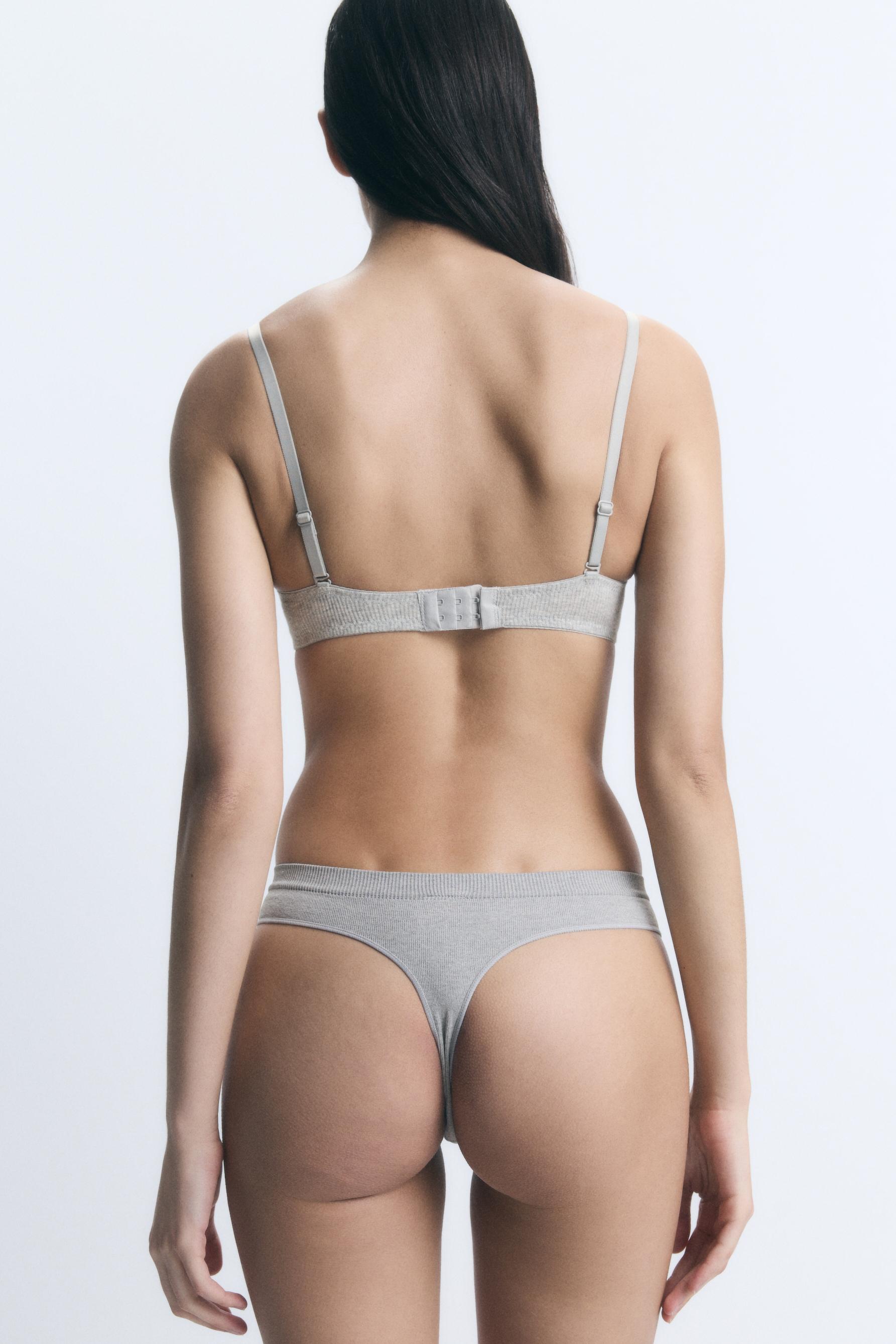 Ribbed pre-shaped bra — GREY
