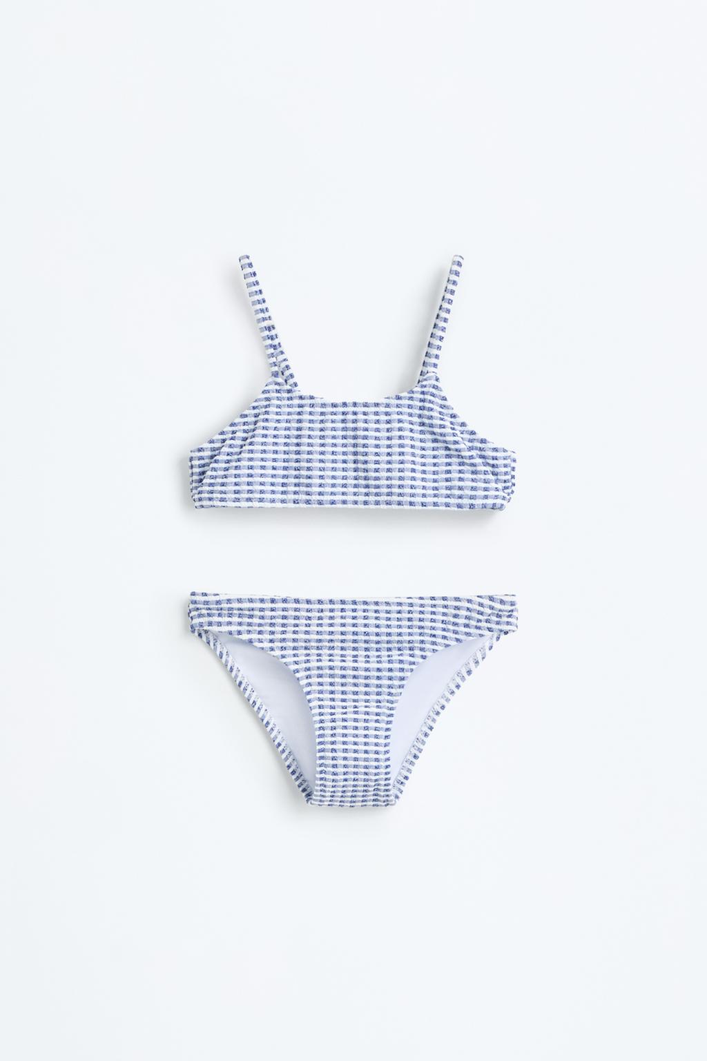 Shiny gingham check bikini set