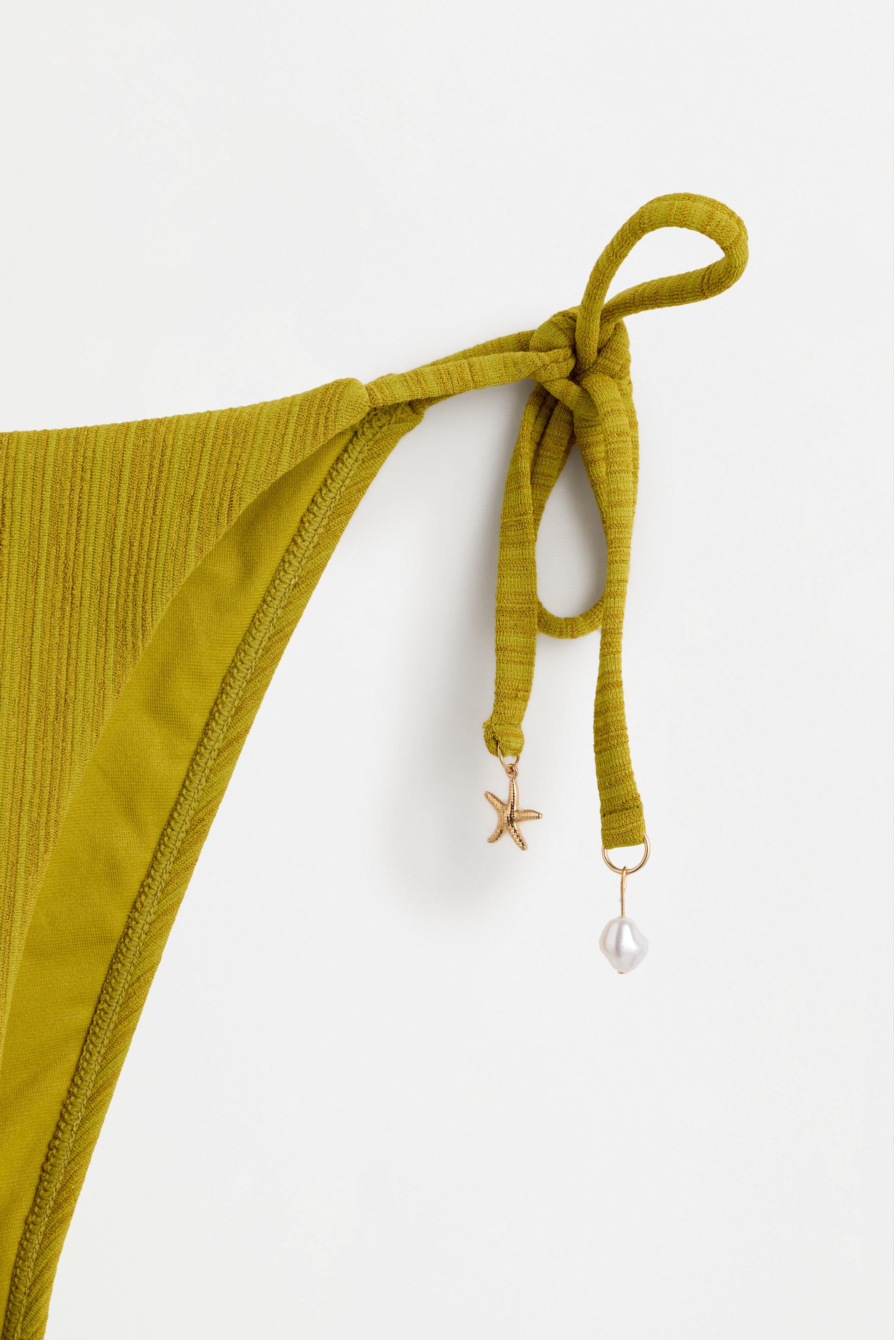 Rustic bikini briefs with charms — OLIVE GREEN