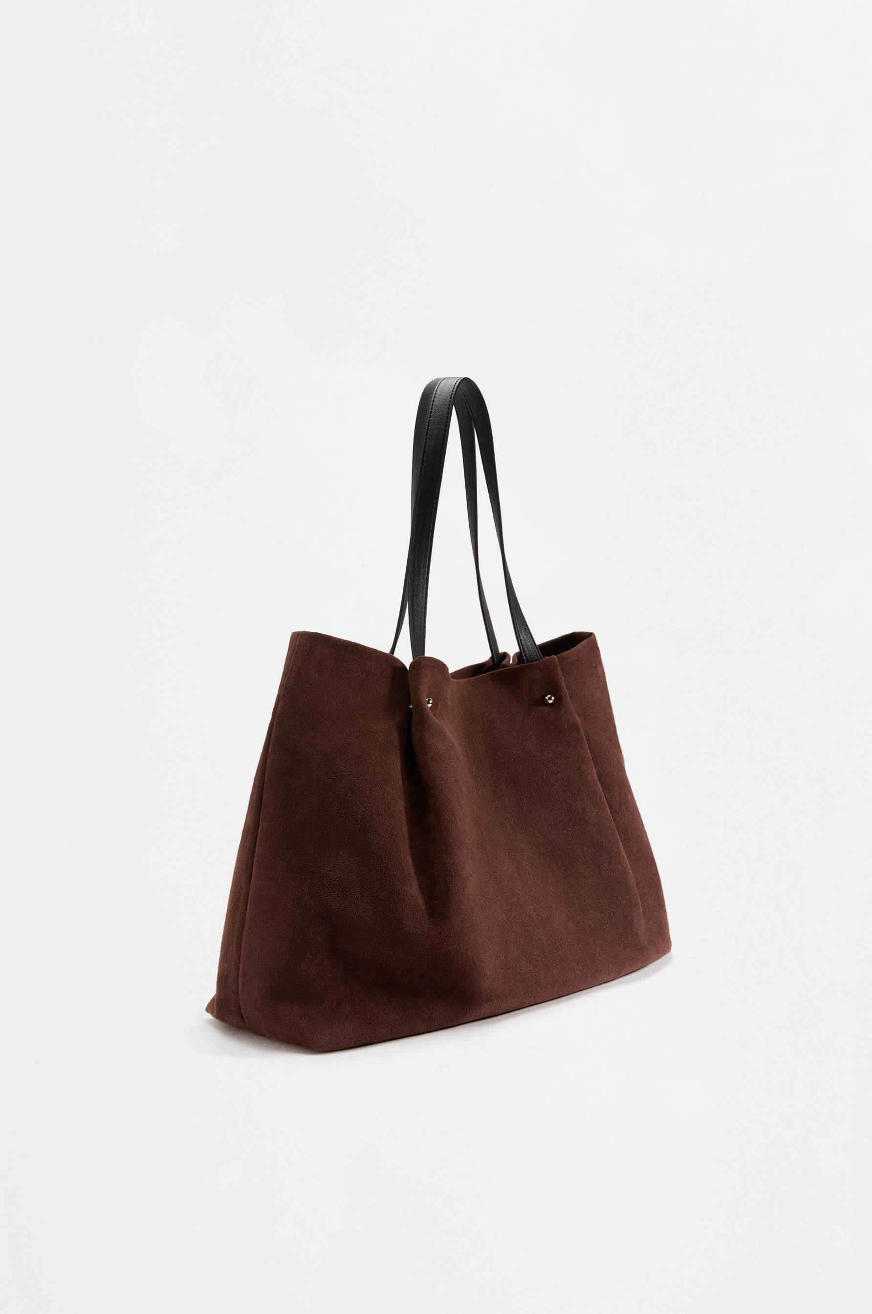 Faux suede tote bag — BROWN