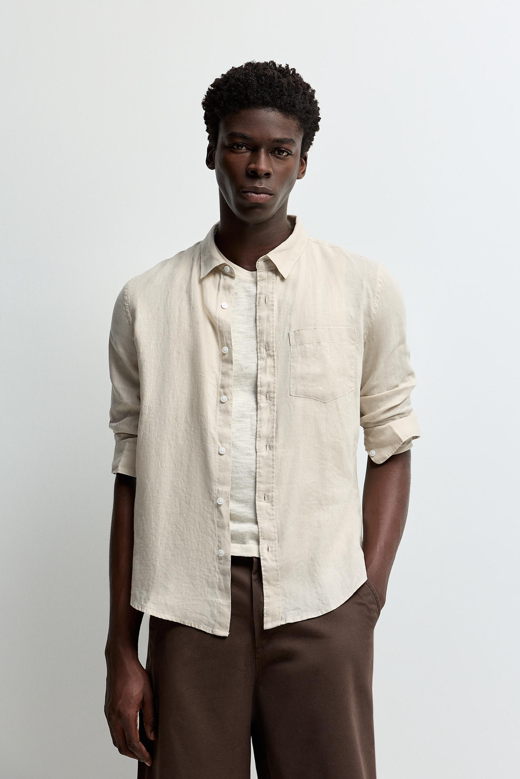 100% linen shirt — LIGHT BEIGE