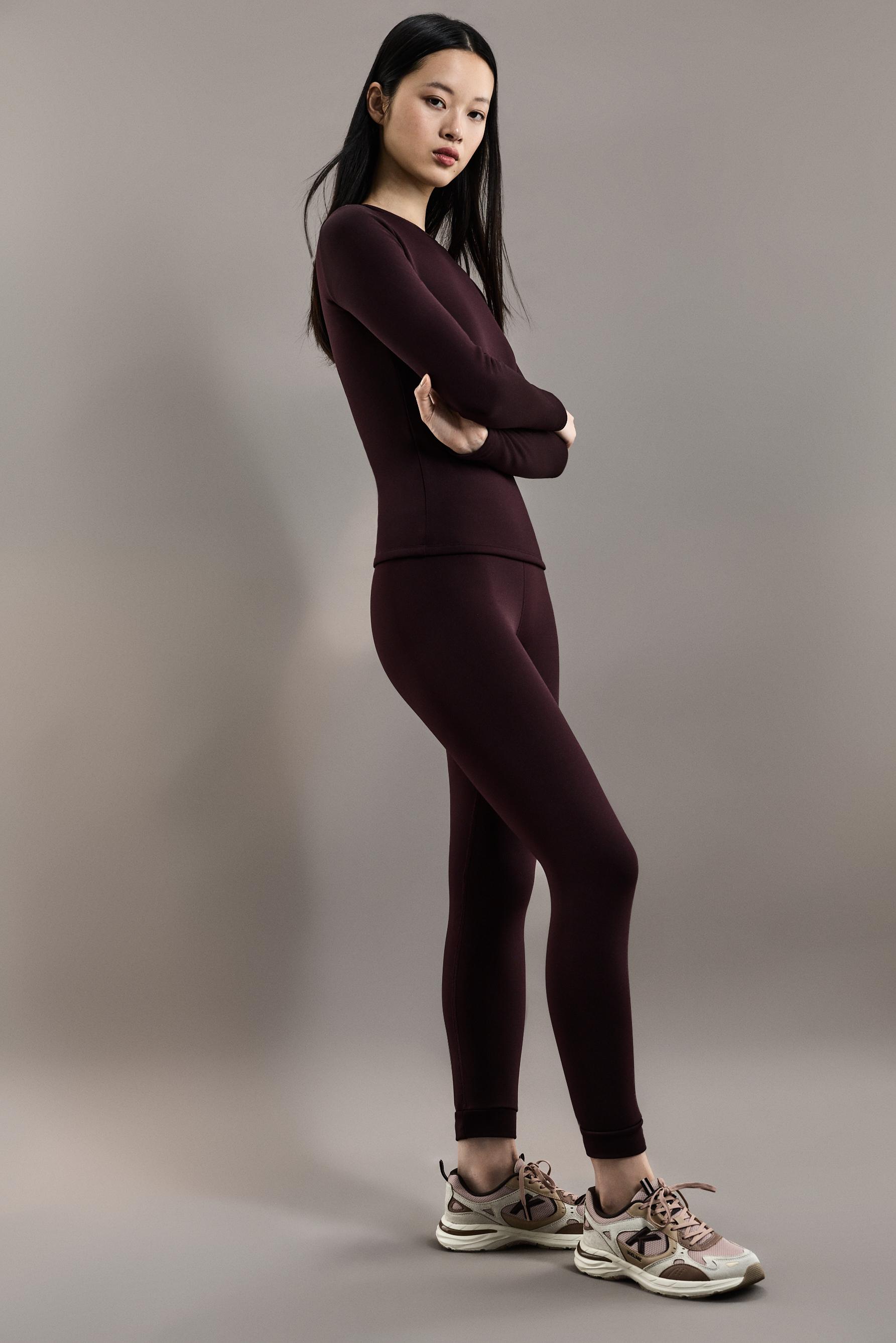 HEAVY WEIGHT thermal leggings (10°F to 48°F) — DARK BURGUNDY