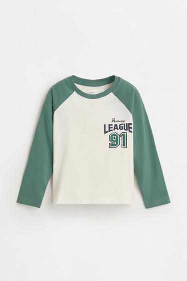 Slogan raglan sleeve T-shirt — GREEN 1