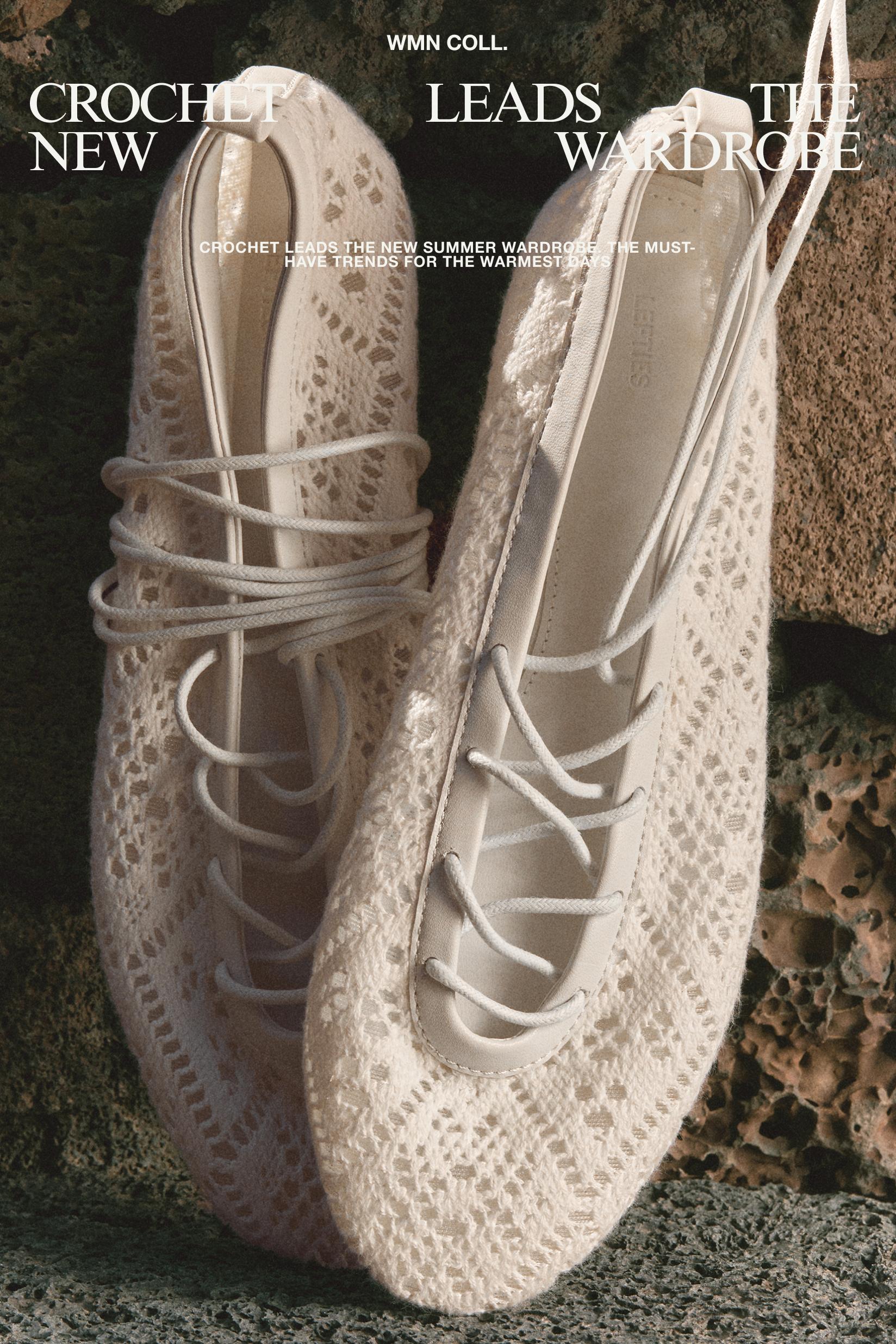 Braided effect ballet flats — ECRU