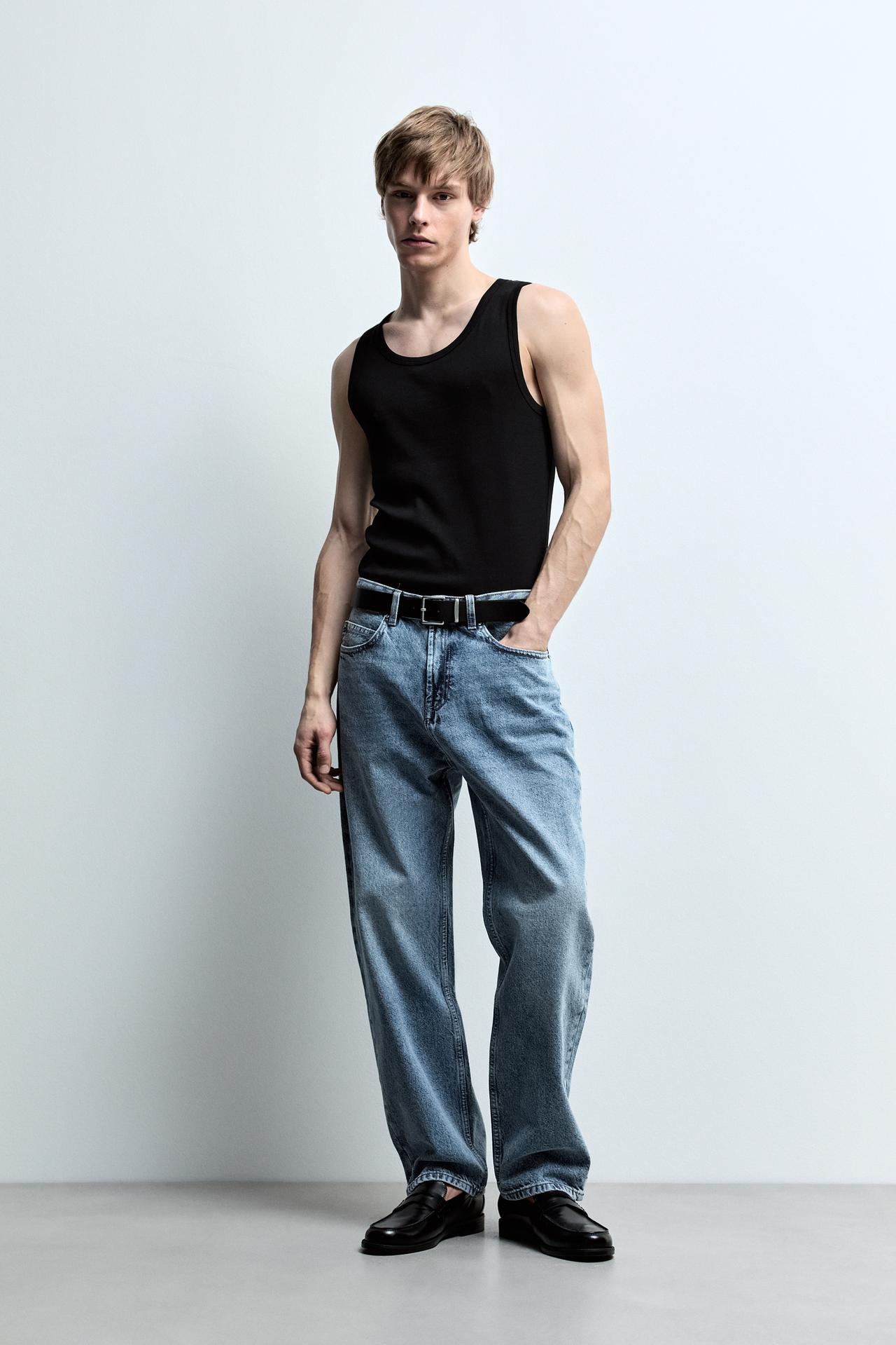 Ribbed vest top — BLACK