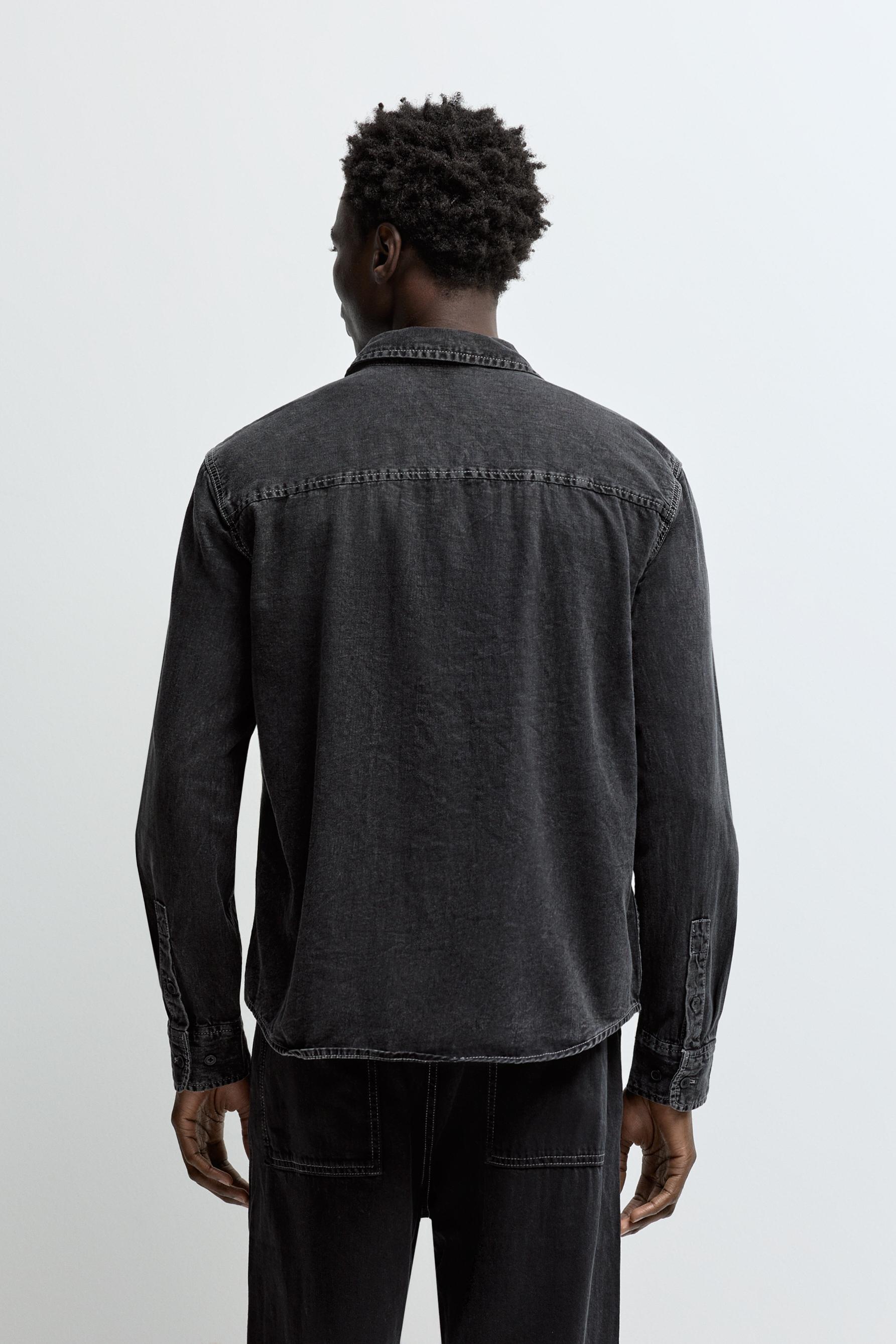Oversize denim shirt — BLACK