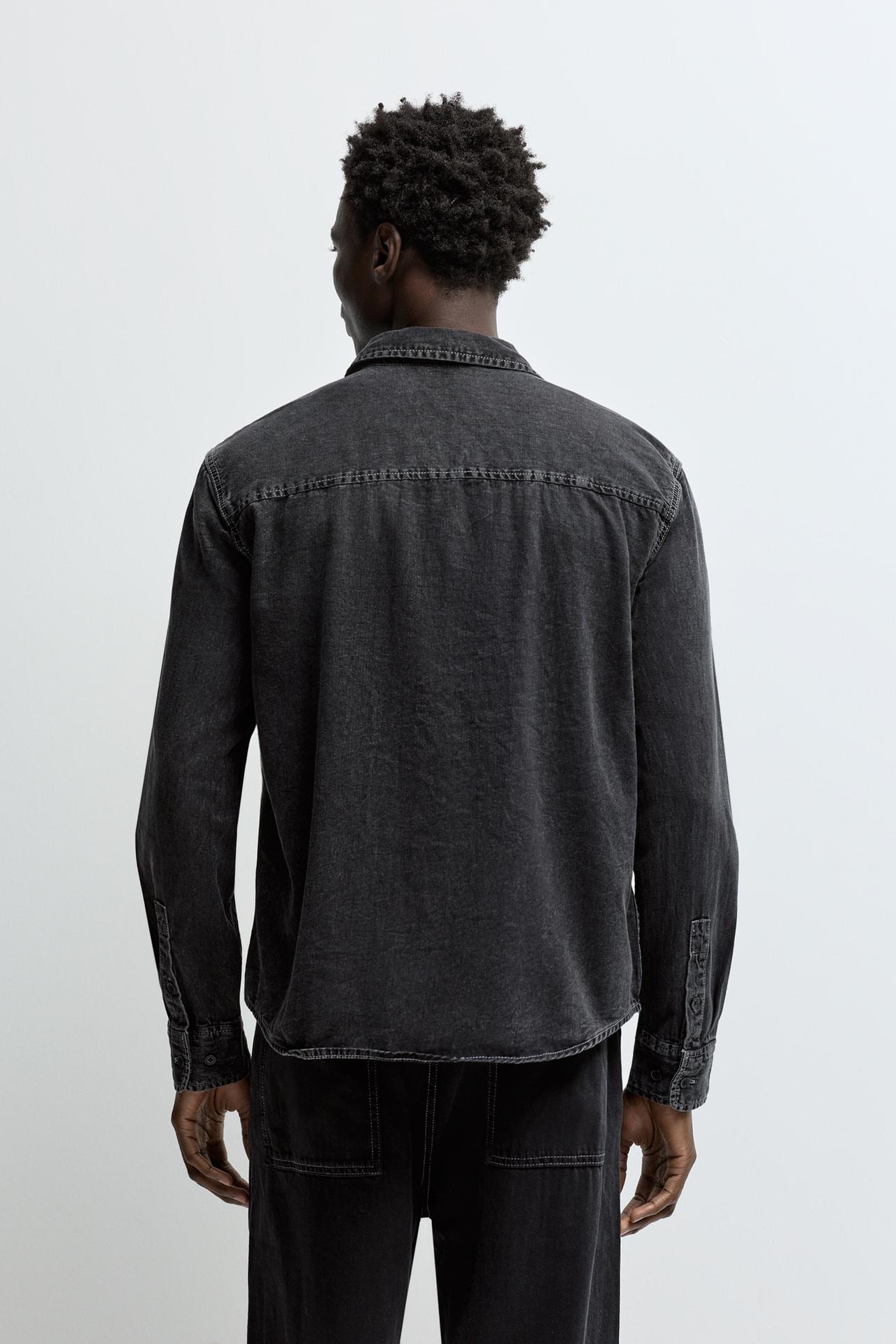 Oversize denim shirt — BLACK