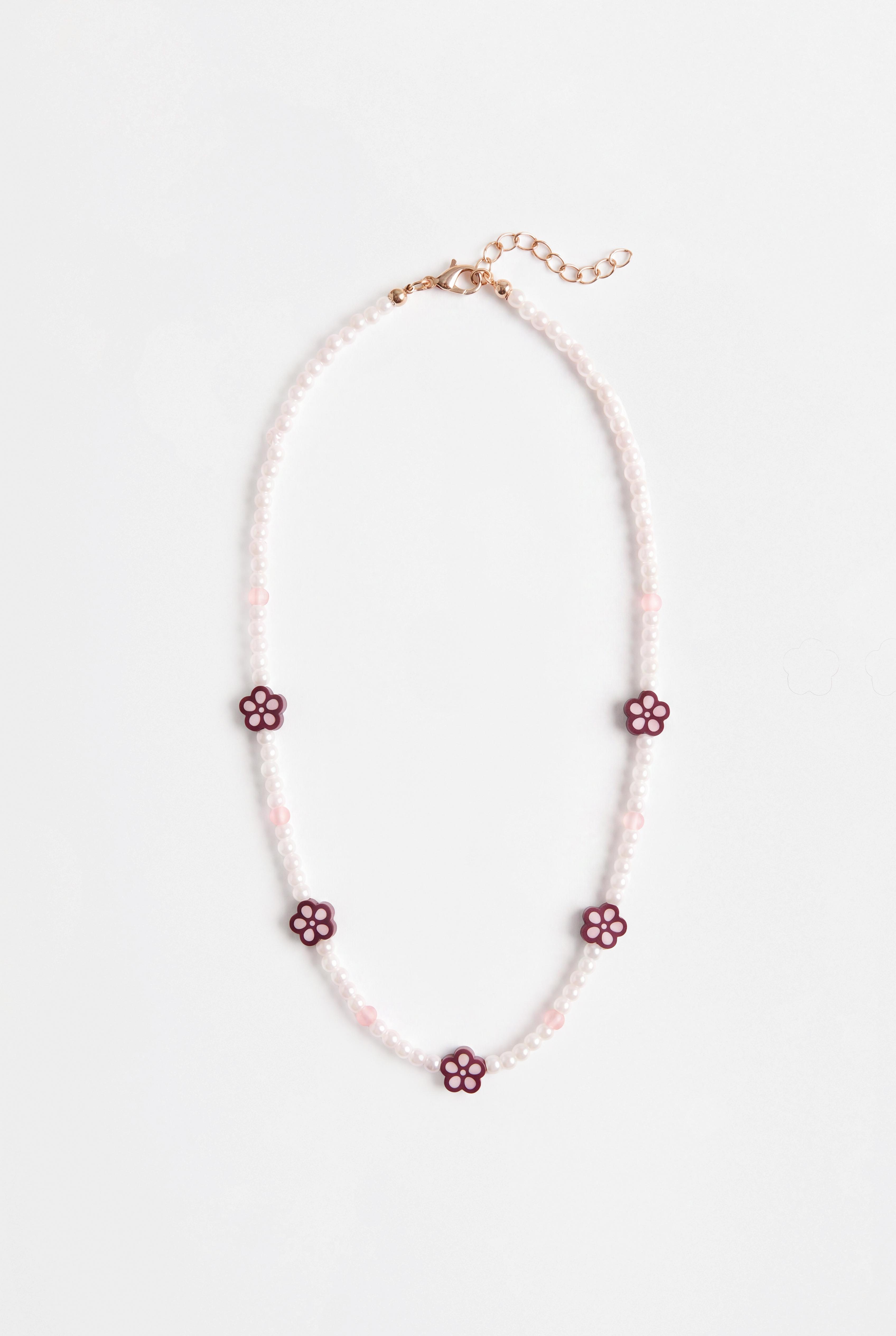 Floral necklace and earrings set — WHITE