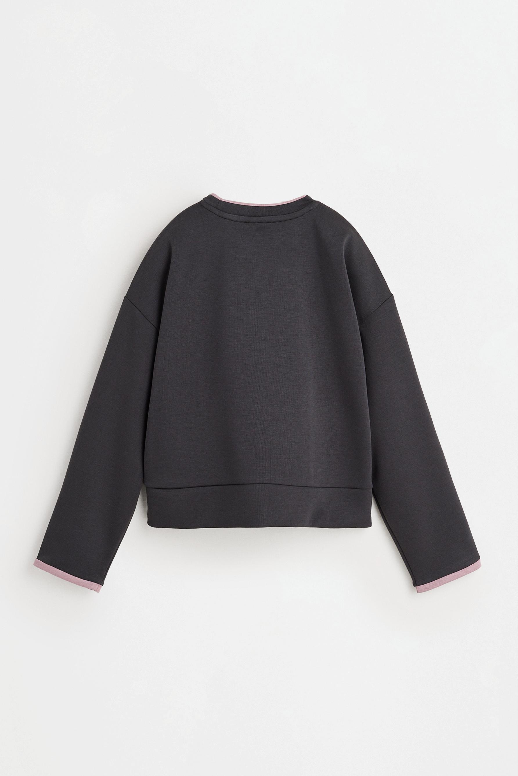 Cropped sweatshirt with text — TAUPE GREY